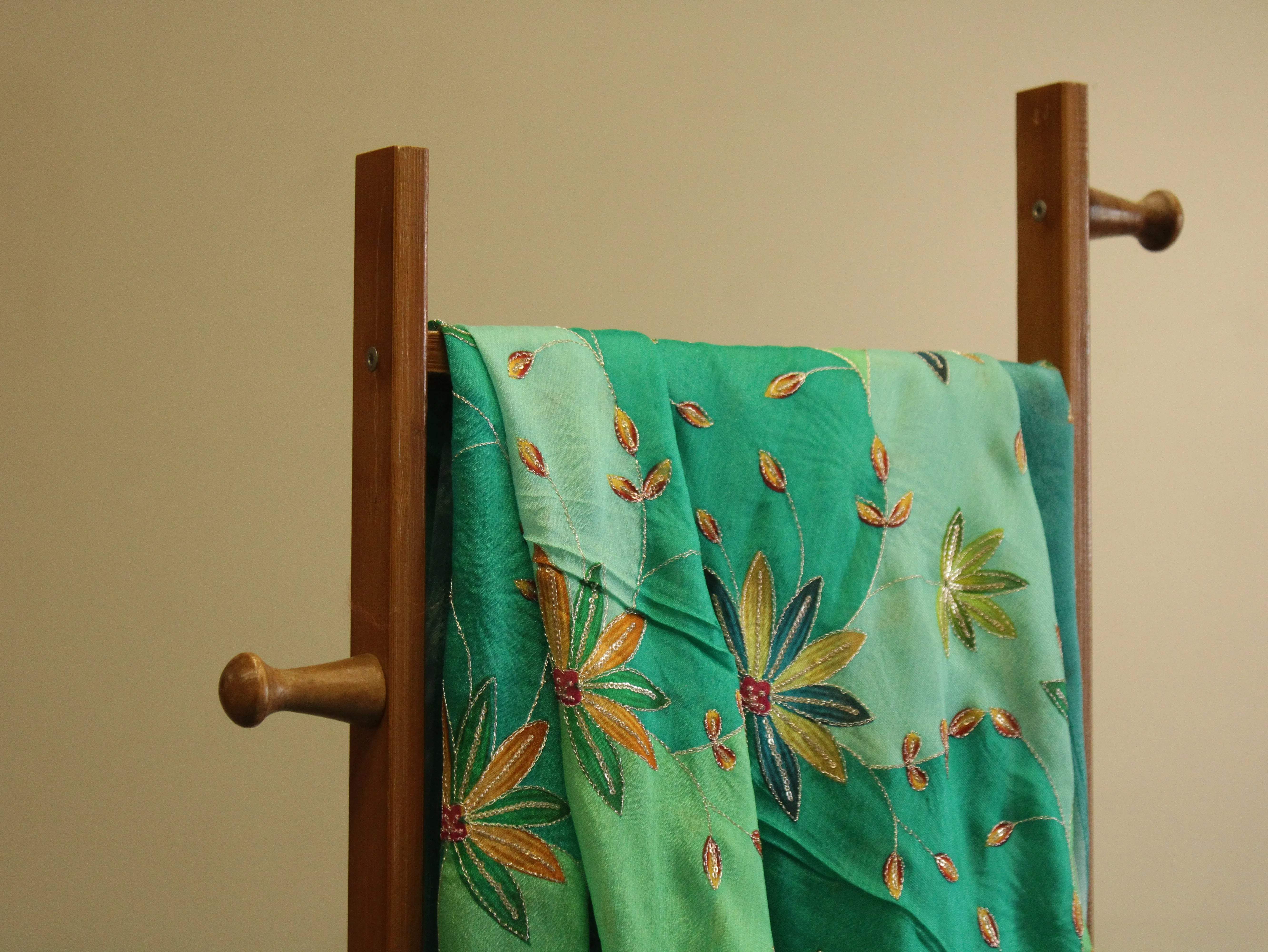 POSH : Digital Print with position work Chinon Fabric - Rama Green - M'Foks