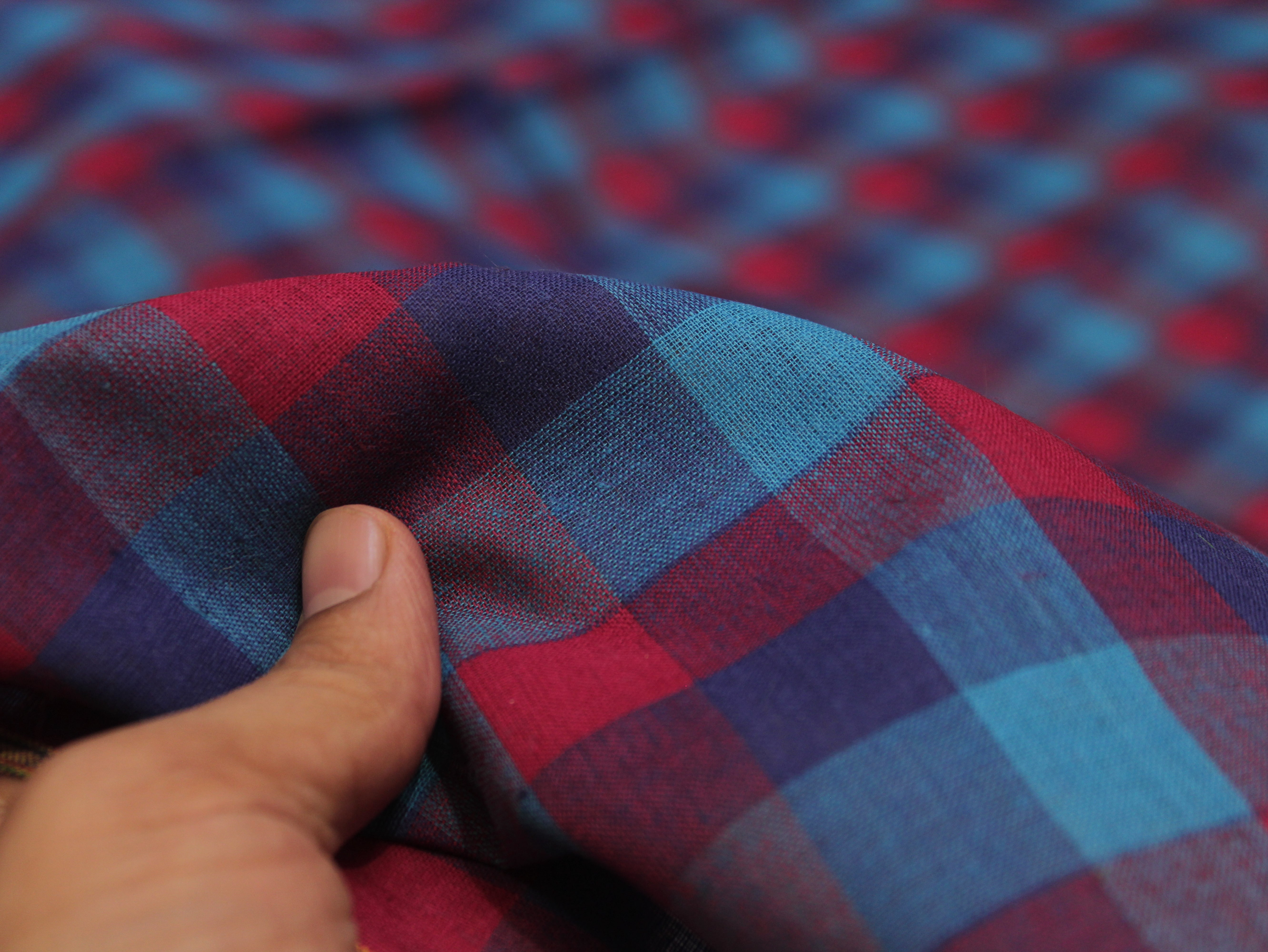 Pure Cotton Handloom Multi Checked Fabric 44 Inch | Mfoks