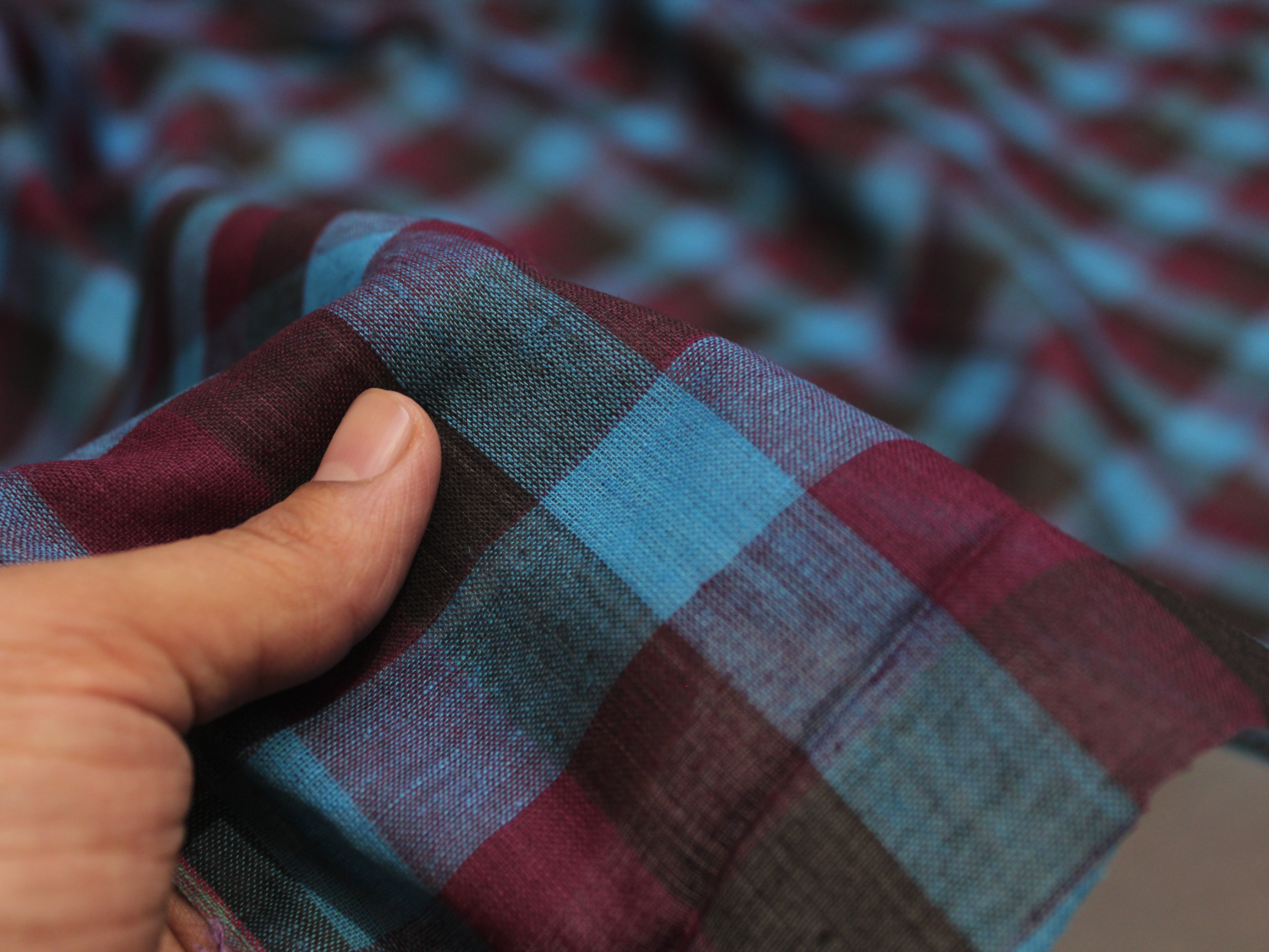 Pure Cotton Handloom Multi Checked Fabric 44 Inch | Mfoks