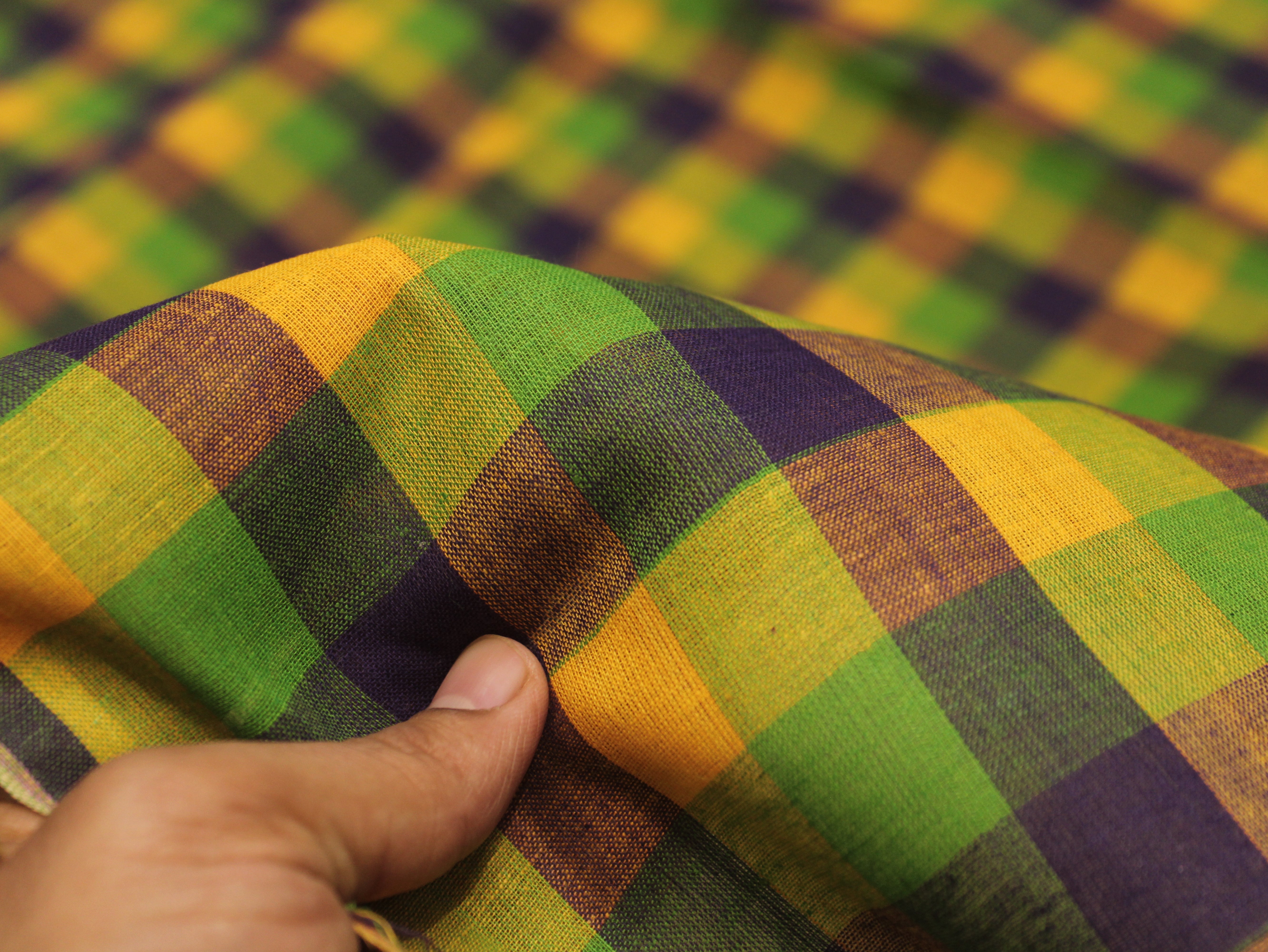 Pure Cotton Handloom Multi Checked Fabric 44 Inch | Mfoks