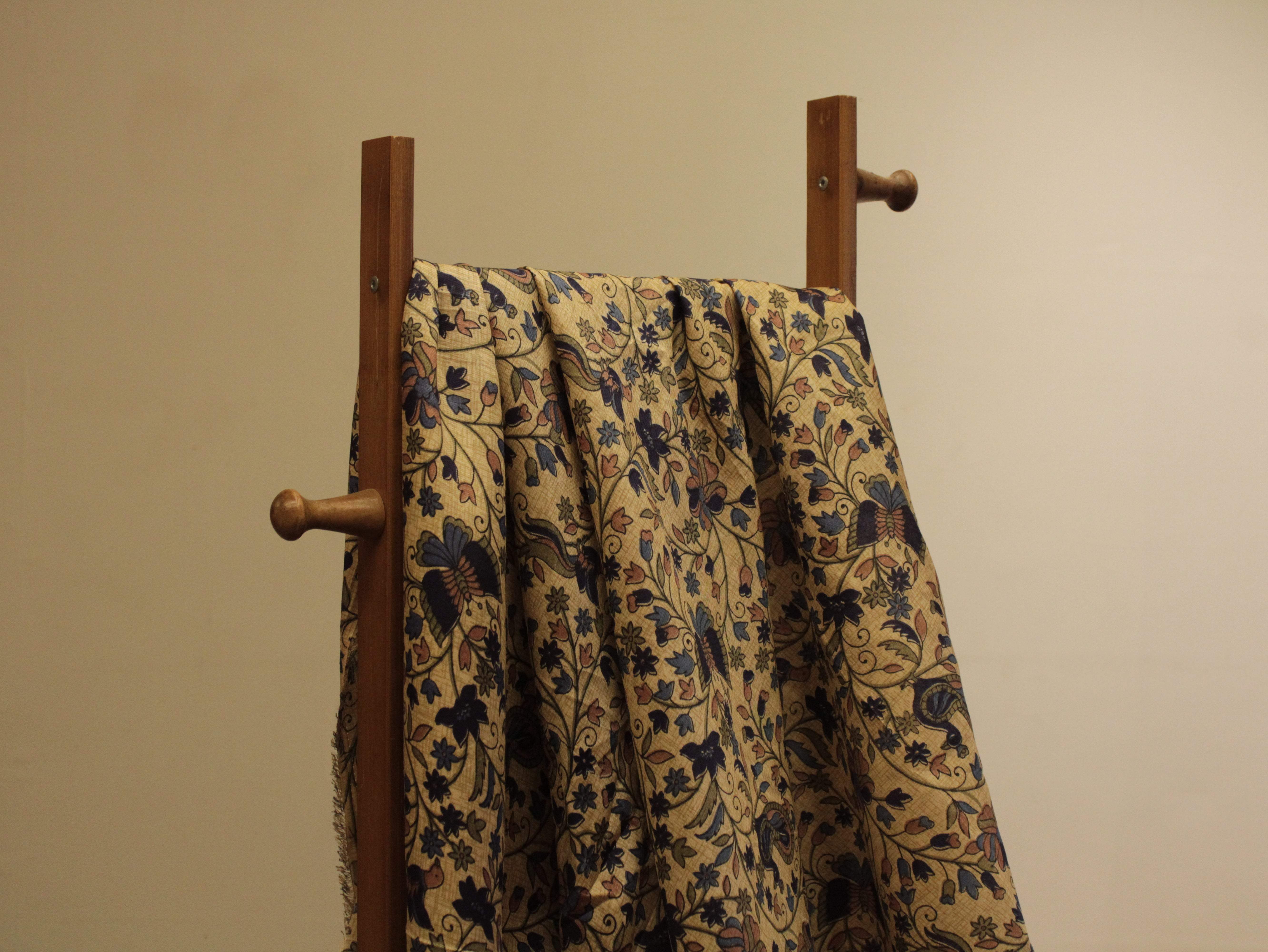 Digital Floral Print Paper Silk Fabric - Blue - M'Foks