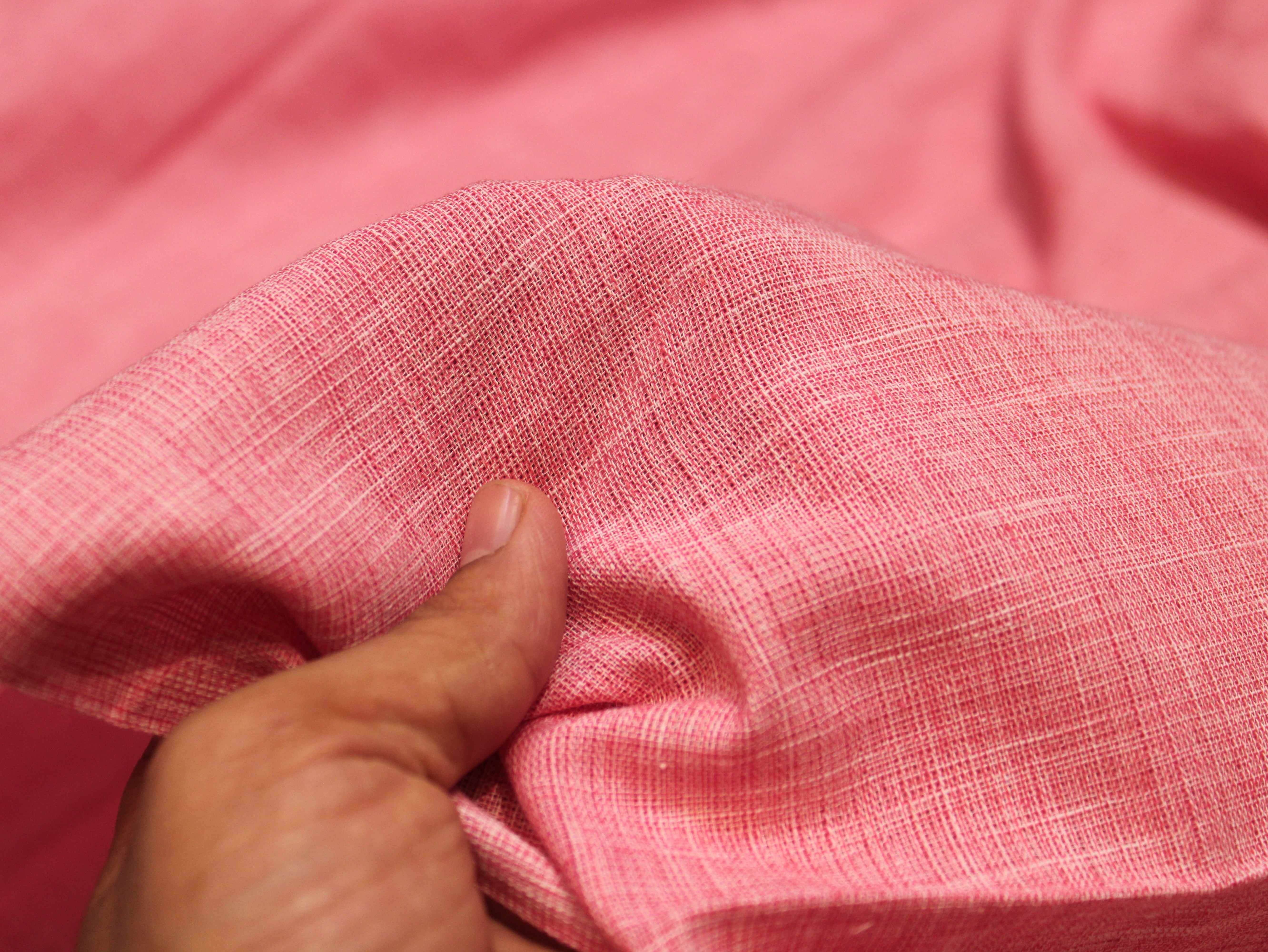 Pure Cotton Plain Handloom Fabric 44 Inches Width - light Peach
