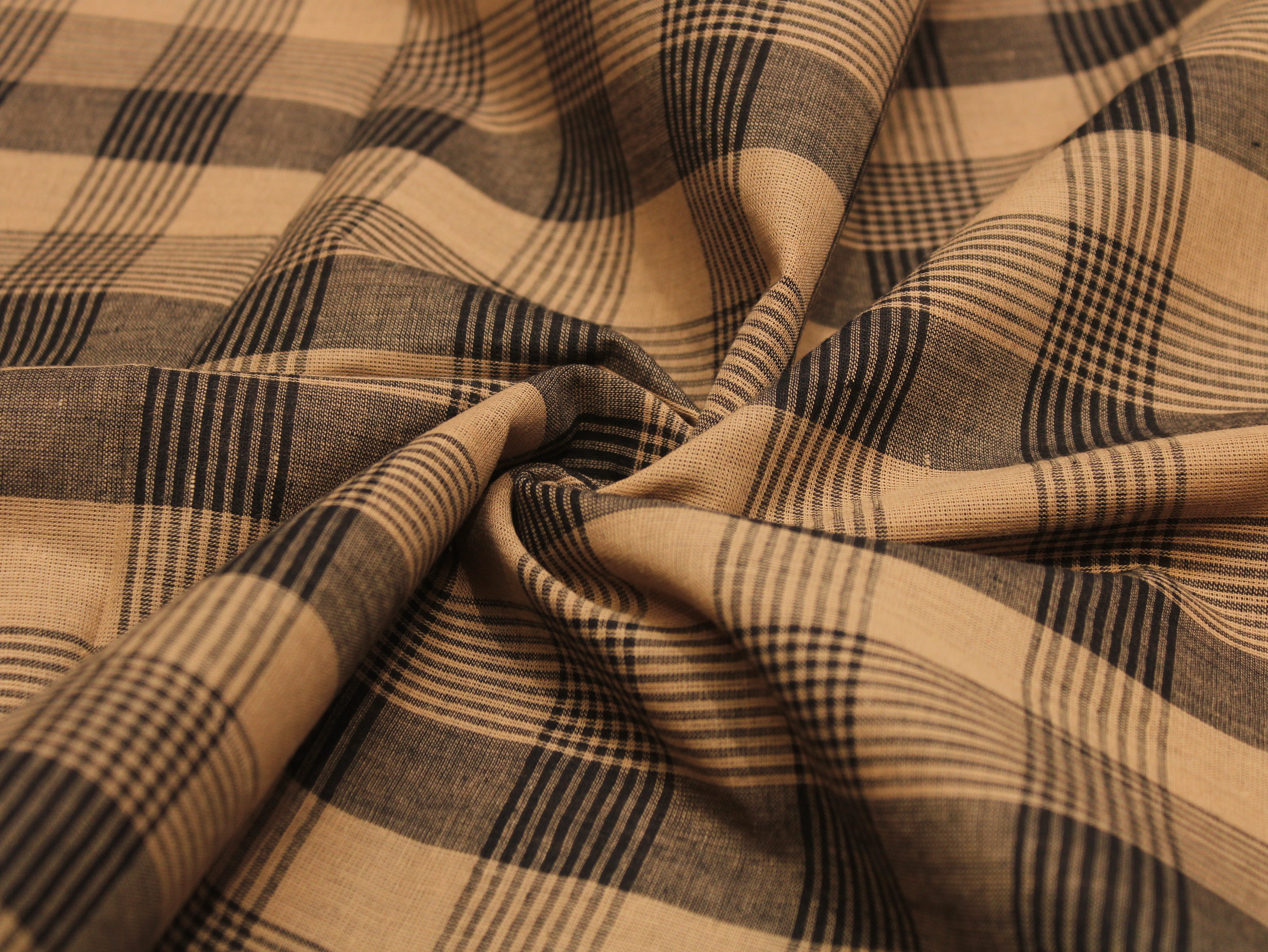 Pure Cotton Handloom Gingham Check Fabric 44 Inch | Box Check Handwoven Fabric