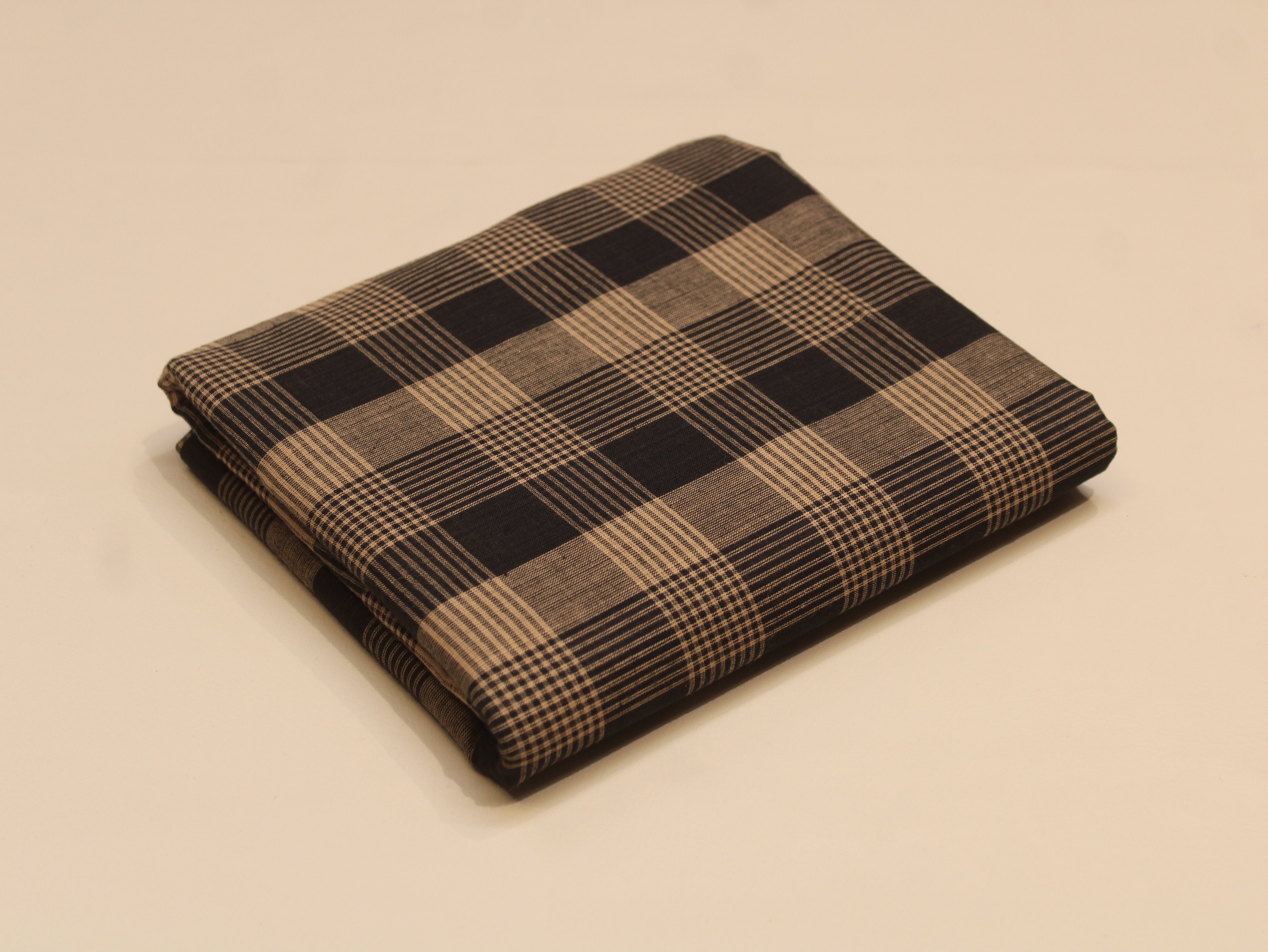Pure Cotton Handloom Gingham Check Fabric 44 Inch | Box Check Handwoven Fabric
