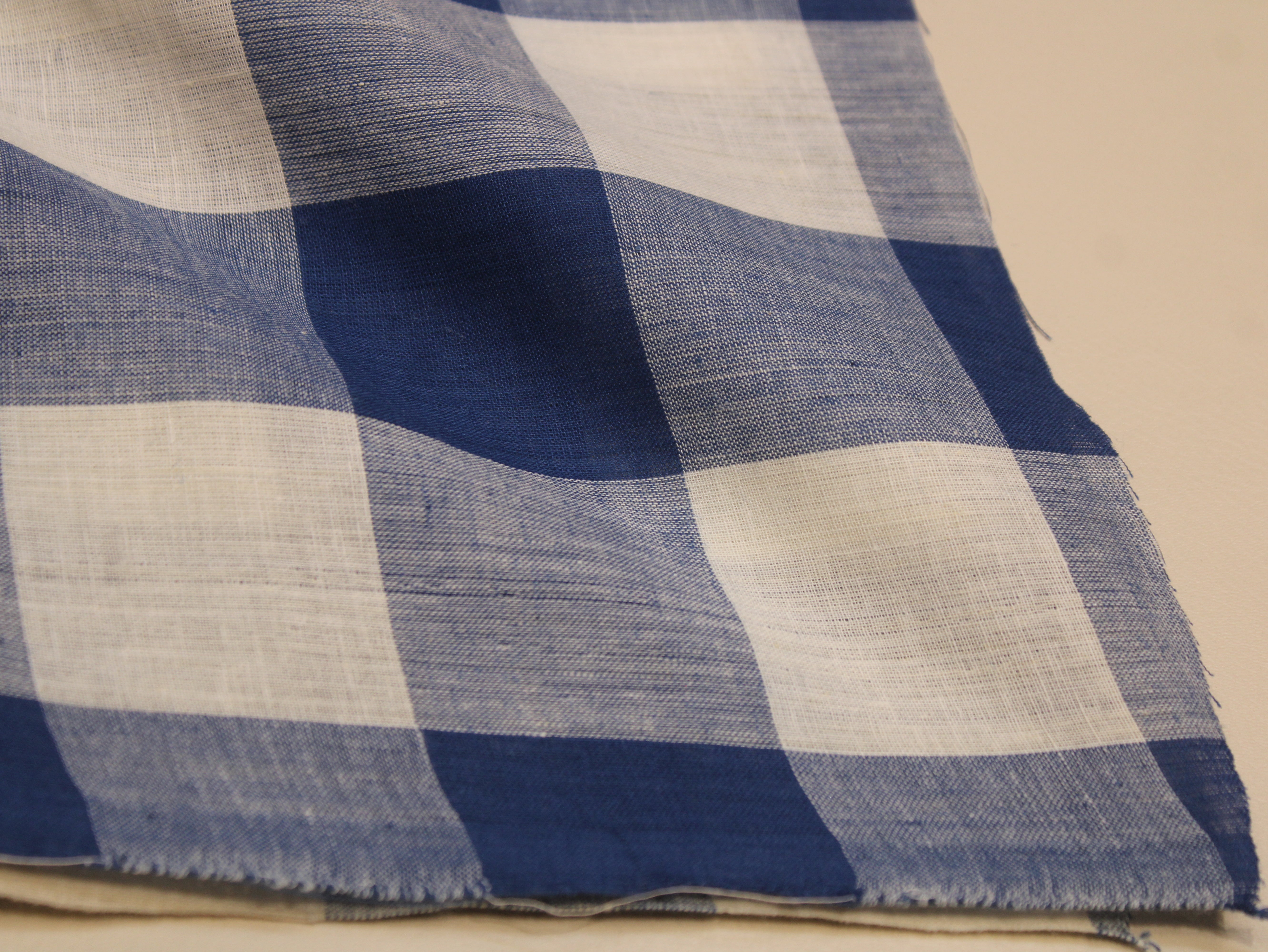 Pure Cotton Handloom Gingham Check Fabric 44 Inch | Box Check Handwoven Fabric - Blue & White
