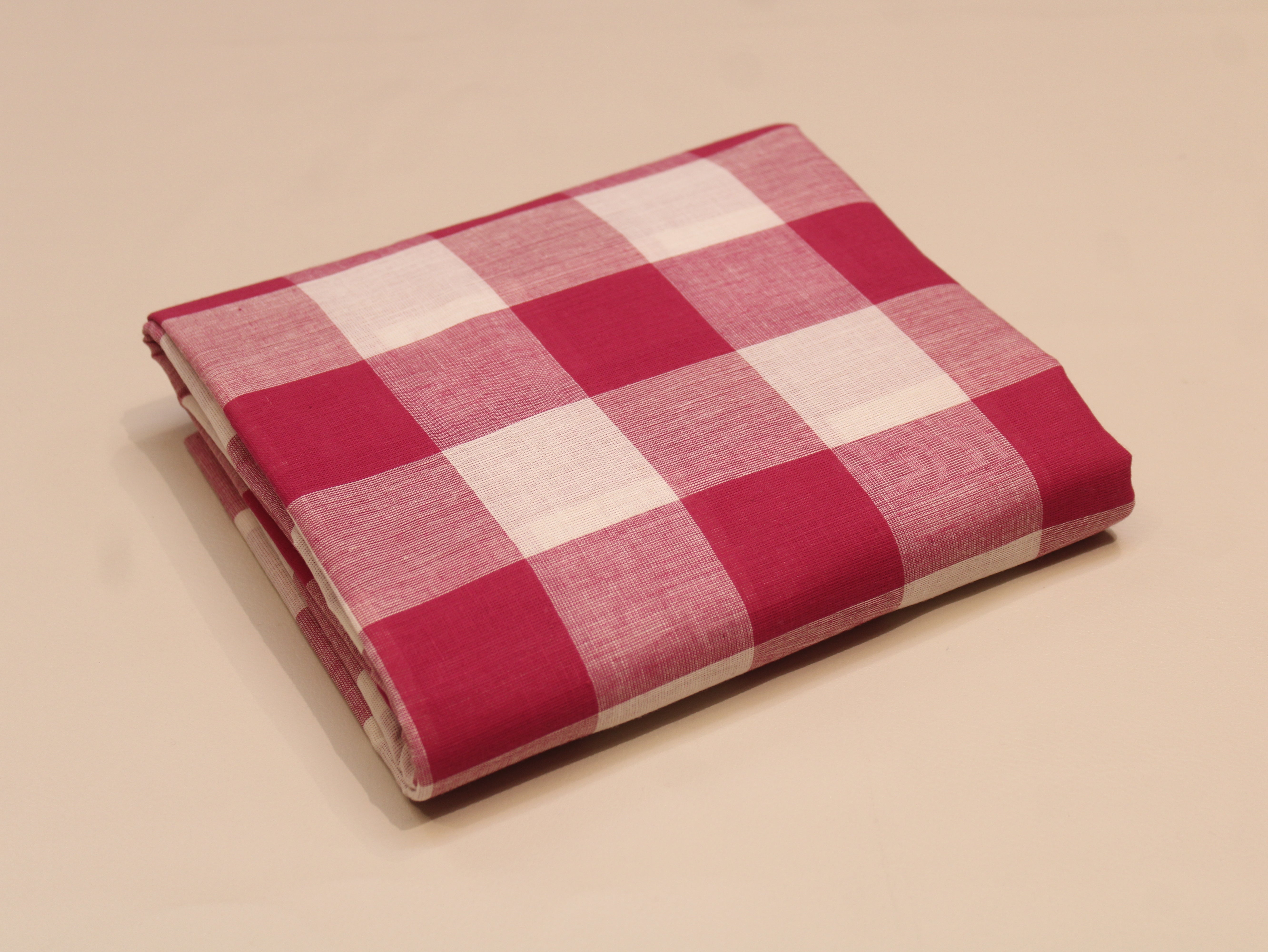 Pure Cotton Handloom Gingham Check Fabric 44 Inch | Box Check Handwoven Fabric - Red & White
