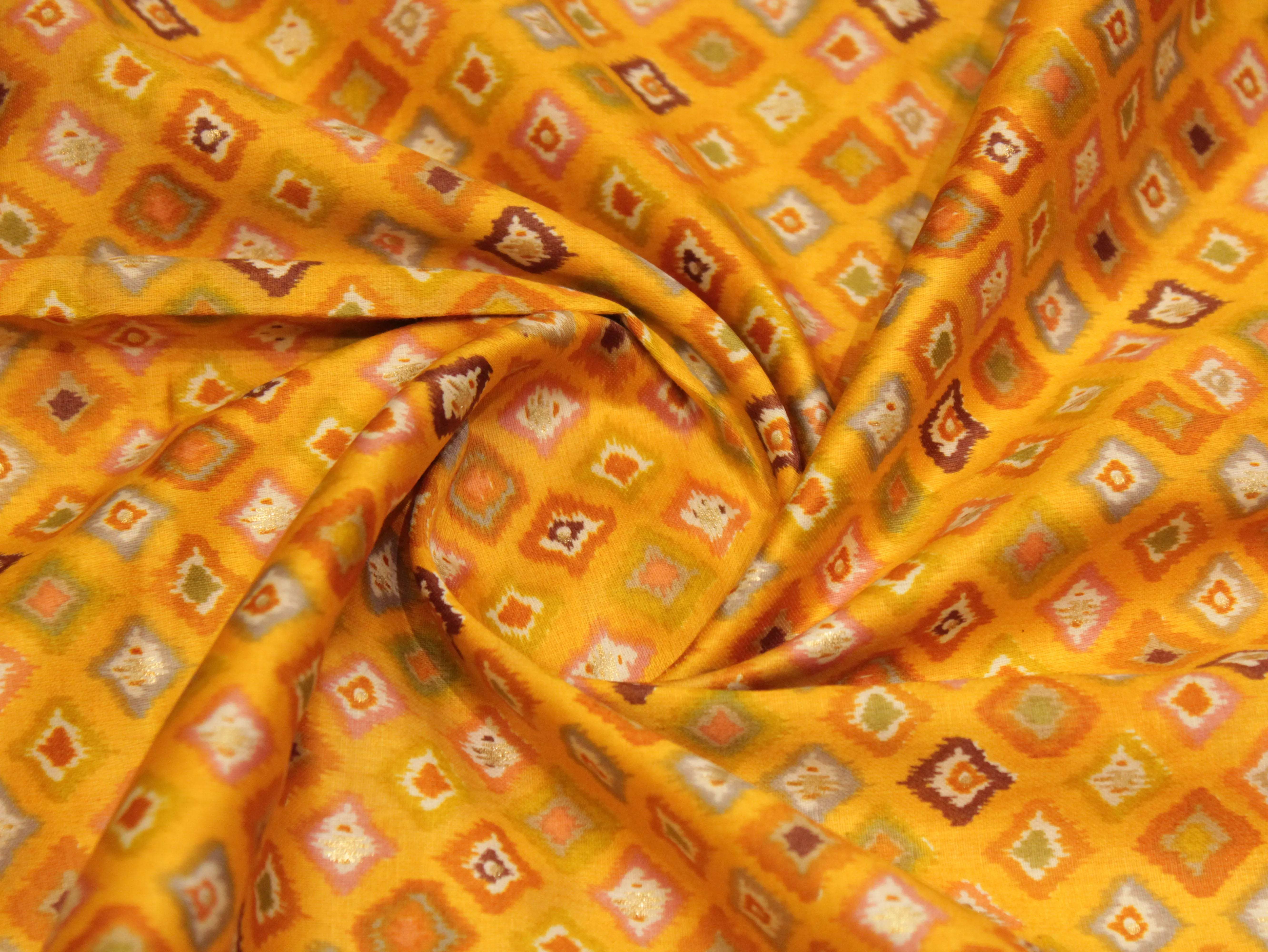 Digital Print Giza Cotton fabric - Mustard - M'Foks