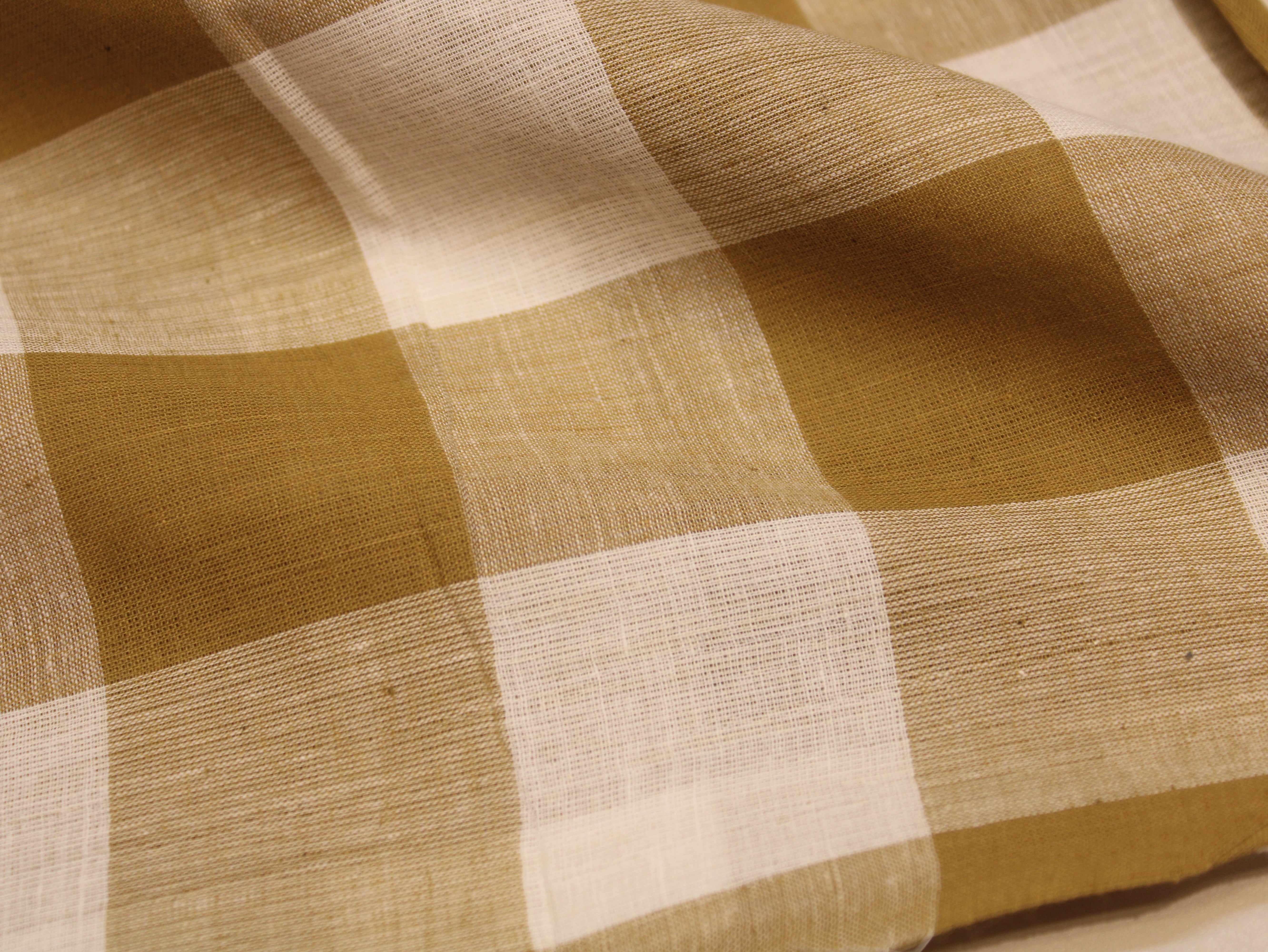 Pure Cotton Handloom Gingham Check Fabric 44 Inch | Box Check Handwoven Fabric - Beige & White