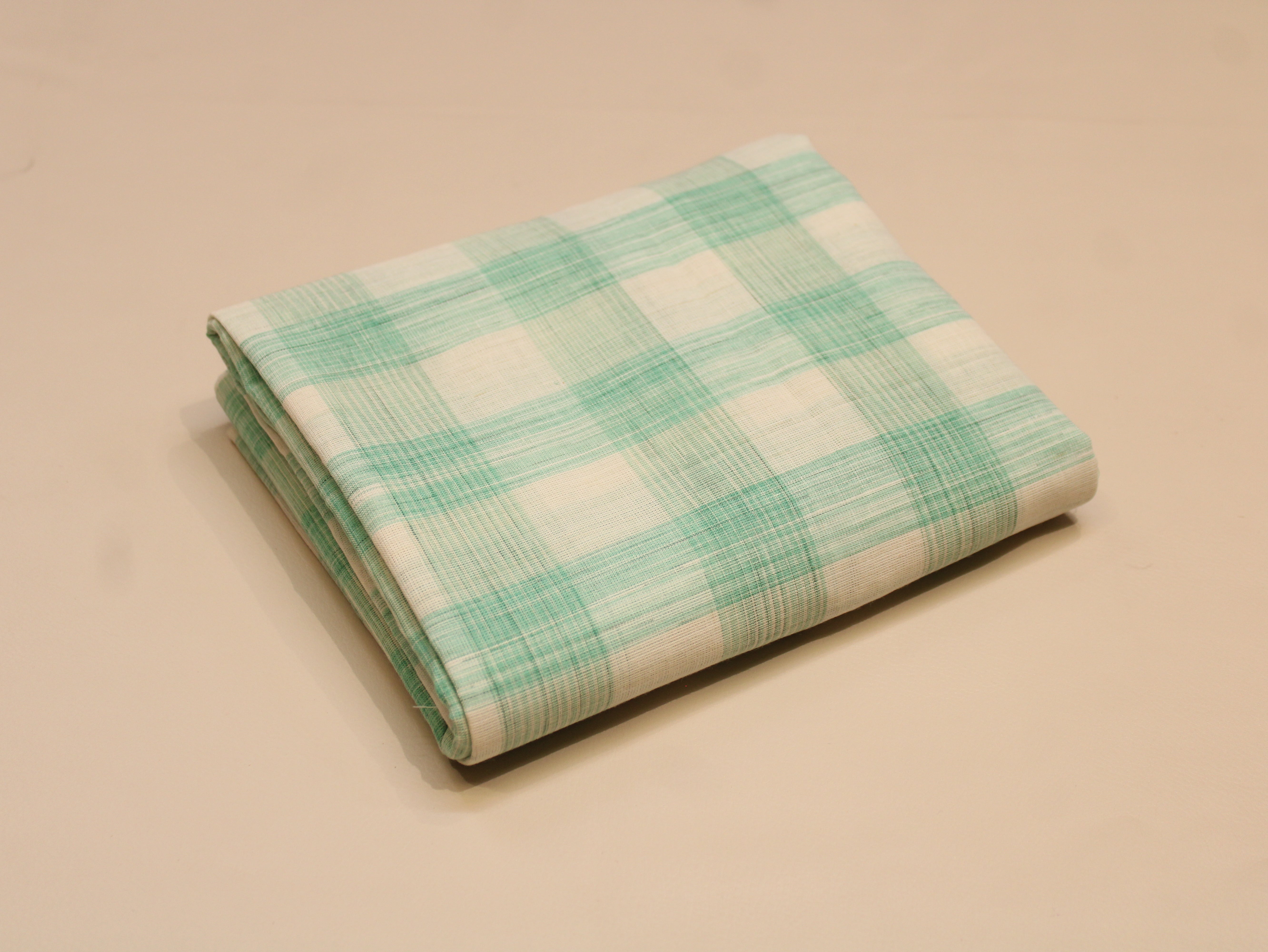 Pure Cotton Handloom Gingham Check Fabric 44 Inch | Box Check Handwoven Fabric - Green & White