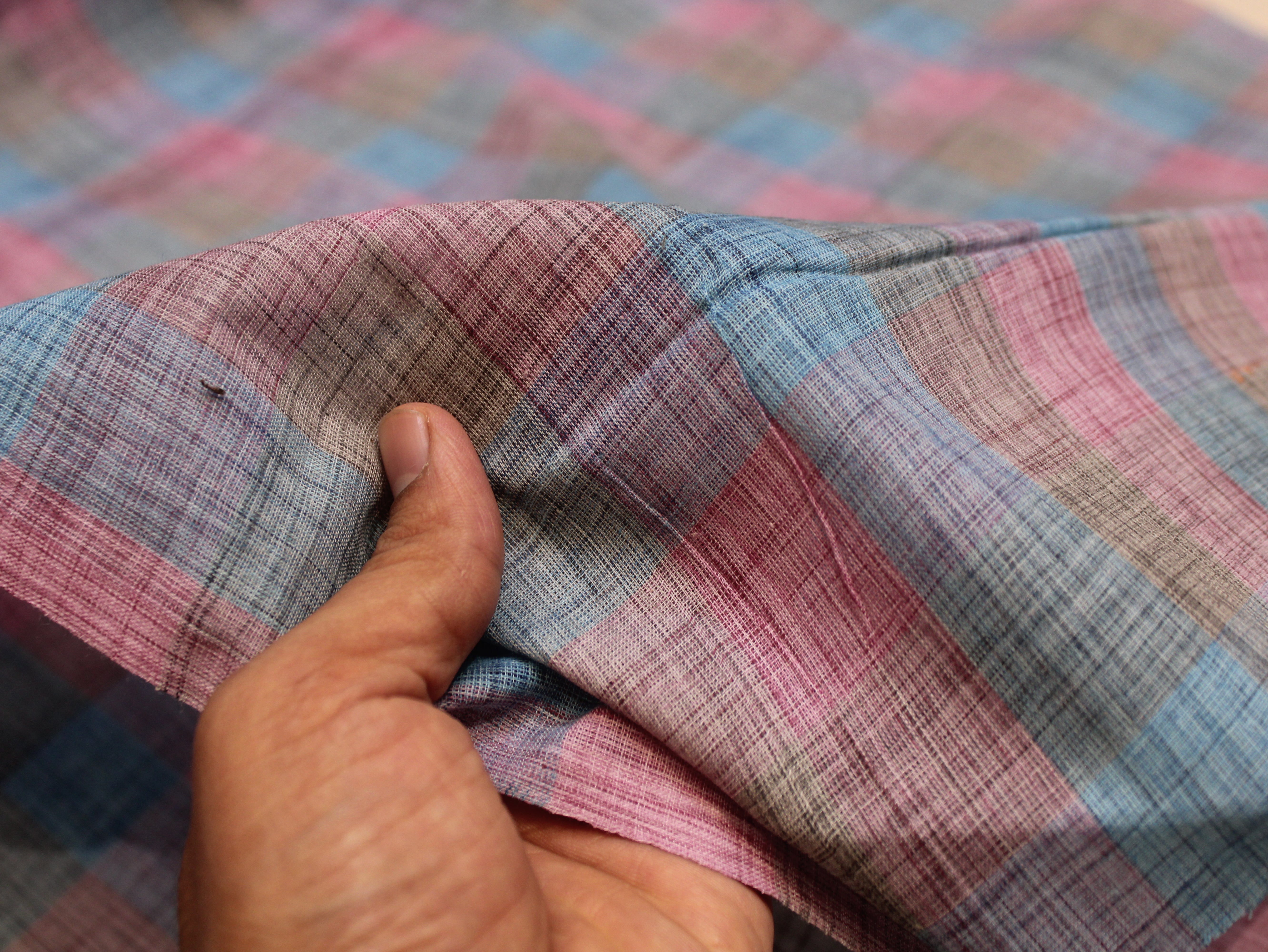 Pure Cotton Handloom Madras Multi-Color Check Fabric 44 Inch | Rainbow Check Handwoven