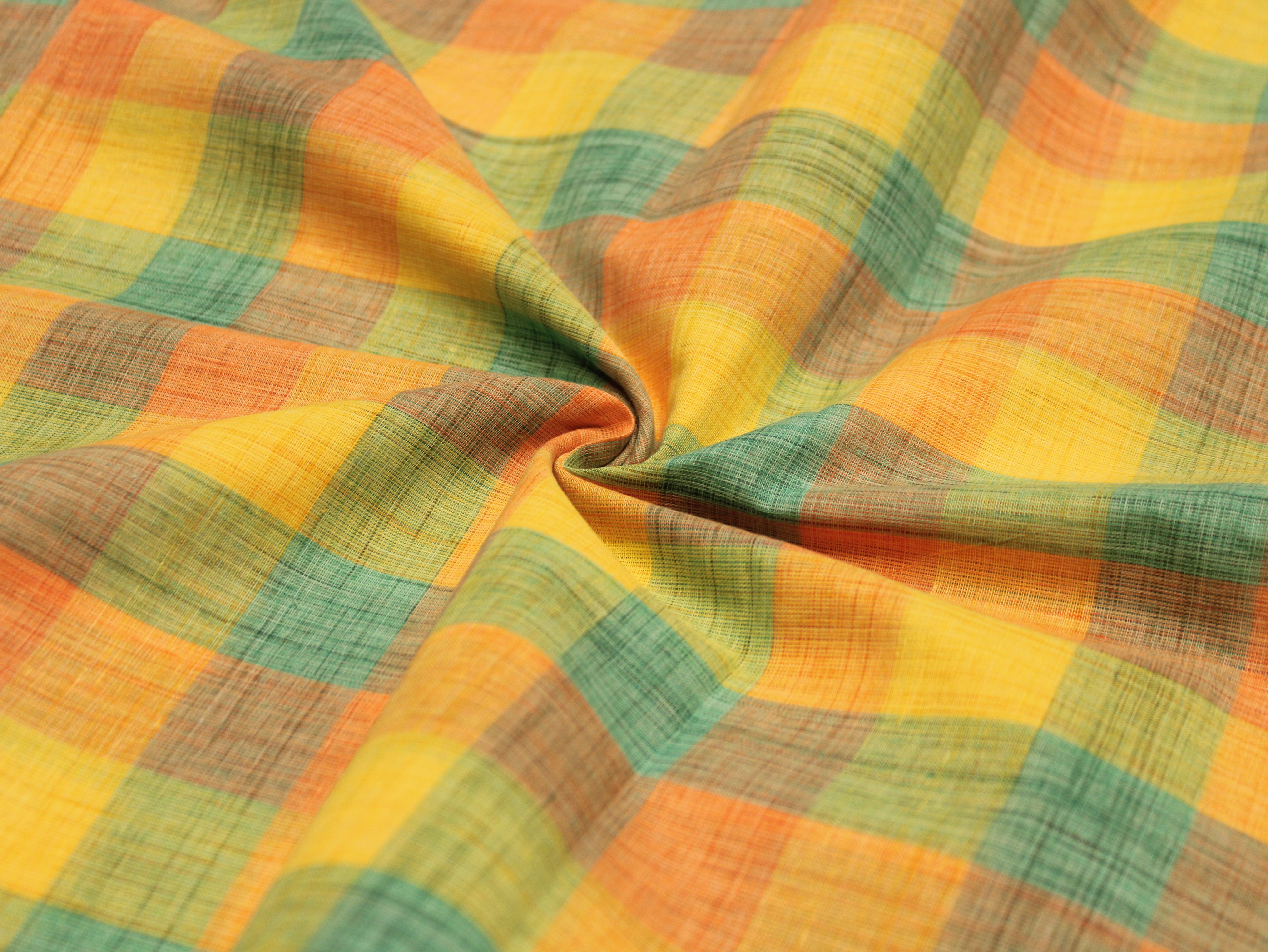 Pure Cotton Handloom Madras Multi-Color Check Fabric 44 Inch | Rainbow Check Handwoven