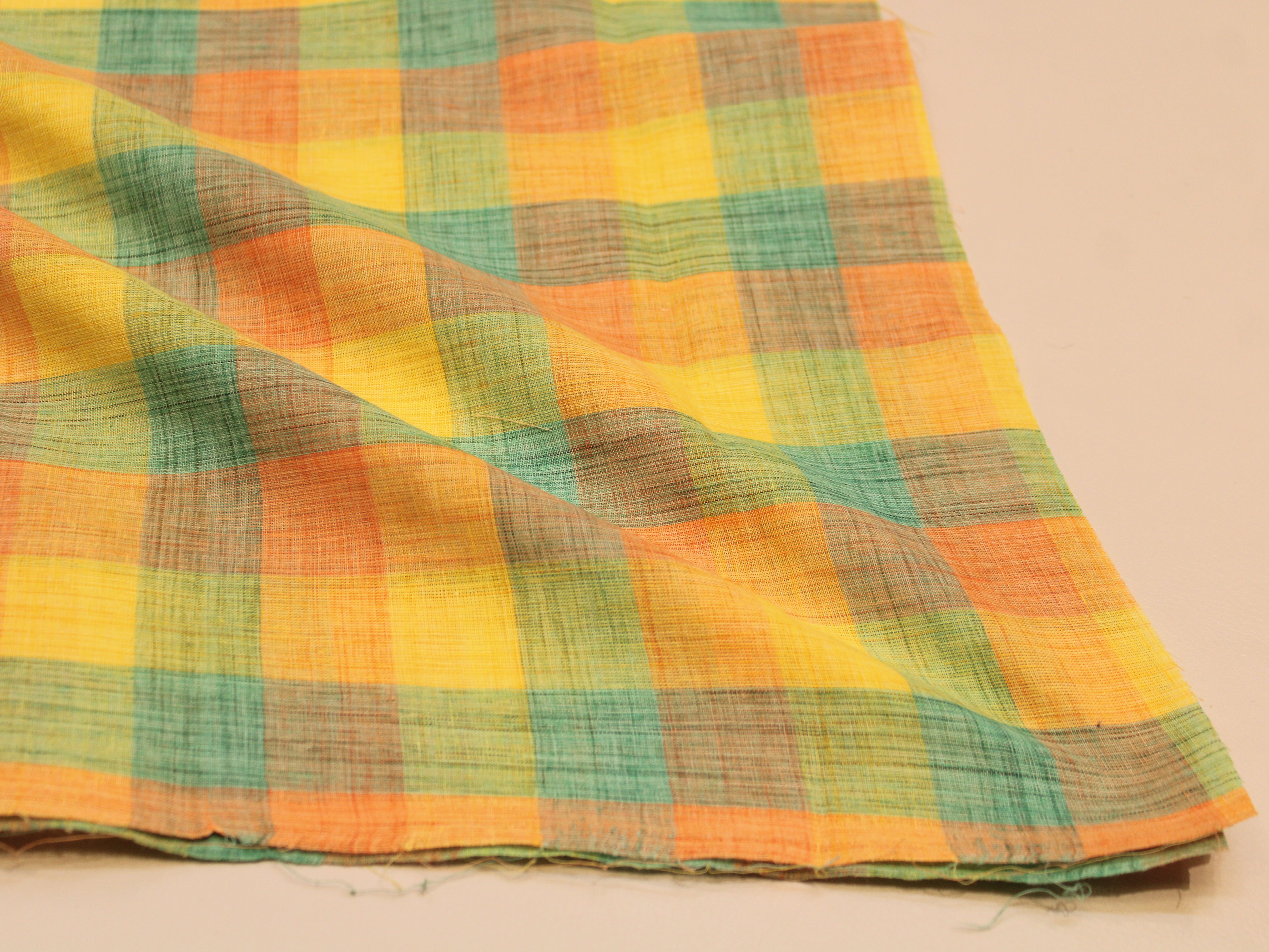 Pure Cotton Handloom Madras Multi-Color Check Fabric 44 Inch | Rainbow Check Handwoven