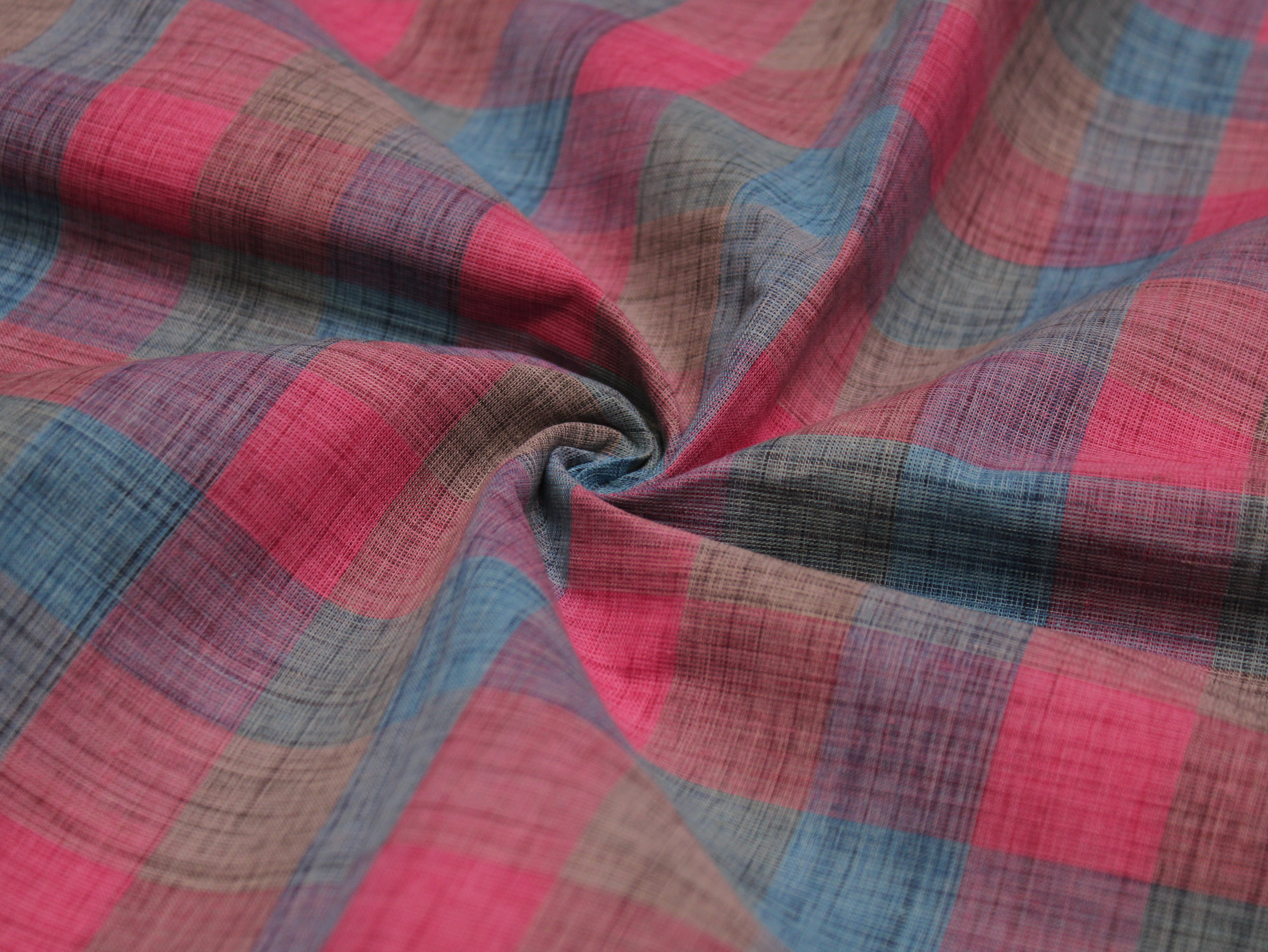 Pure Cotton Handloom Madras Multi-Color Check Fabric 44 Inch | Rainbow Check Handwoven