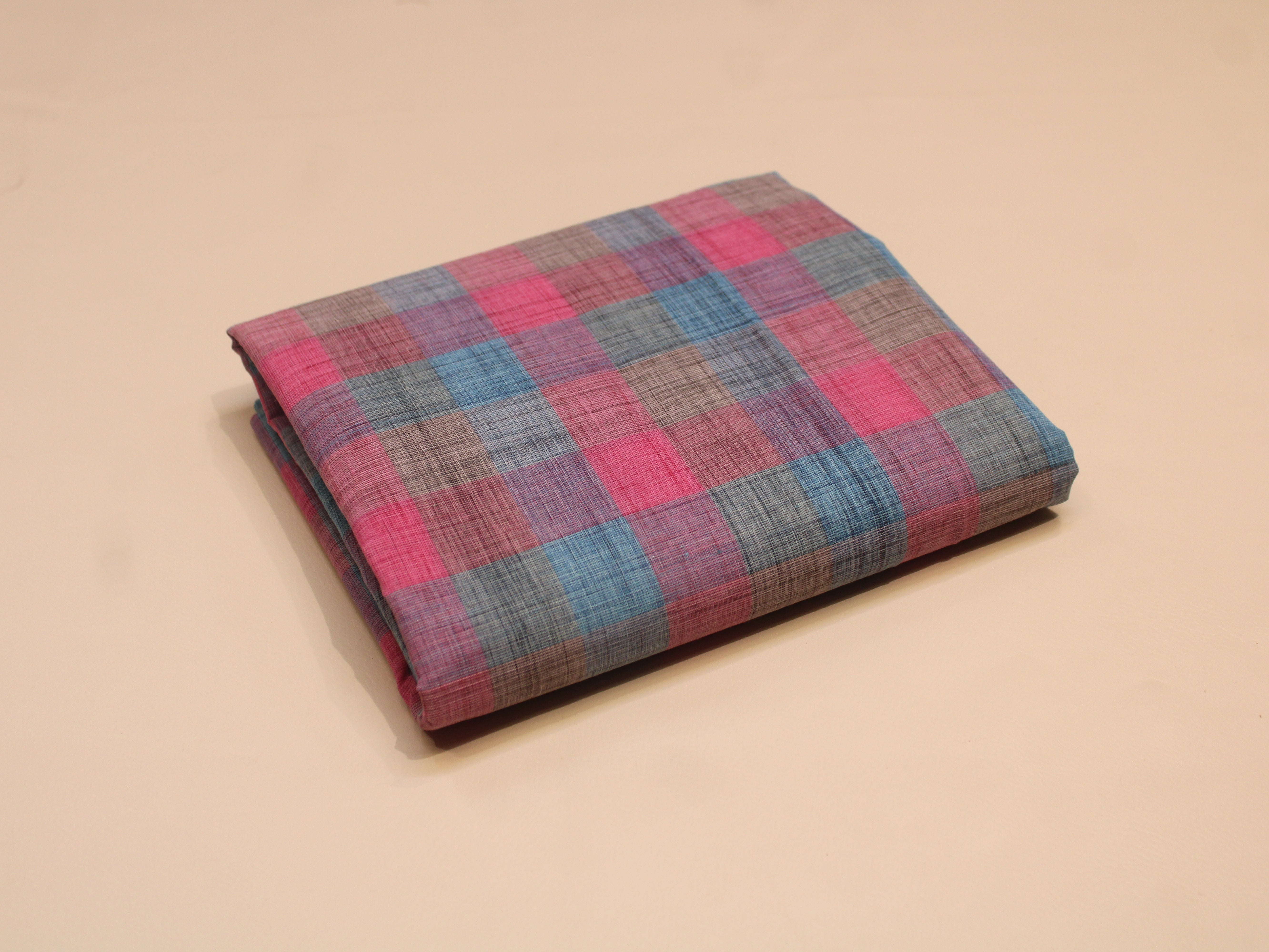Pure Cotton Handloom Madras Multi-Color Check Fabric 44 Inch | Rainbow Check Handwoven