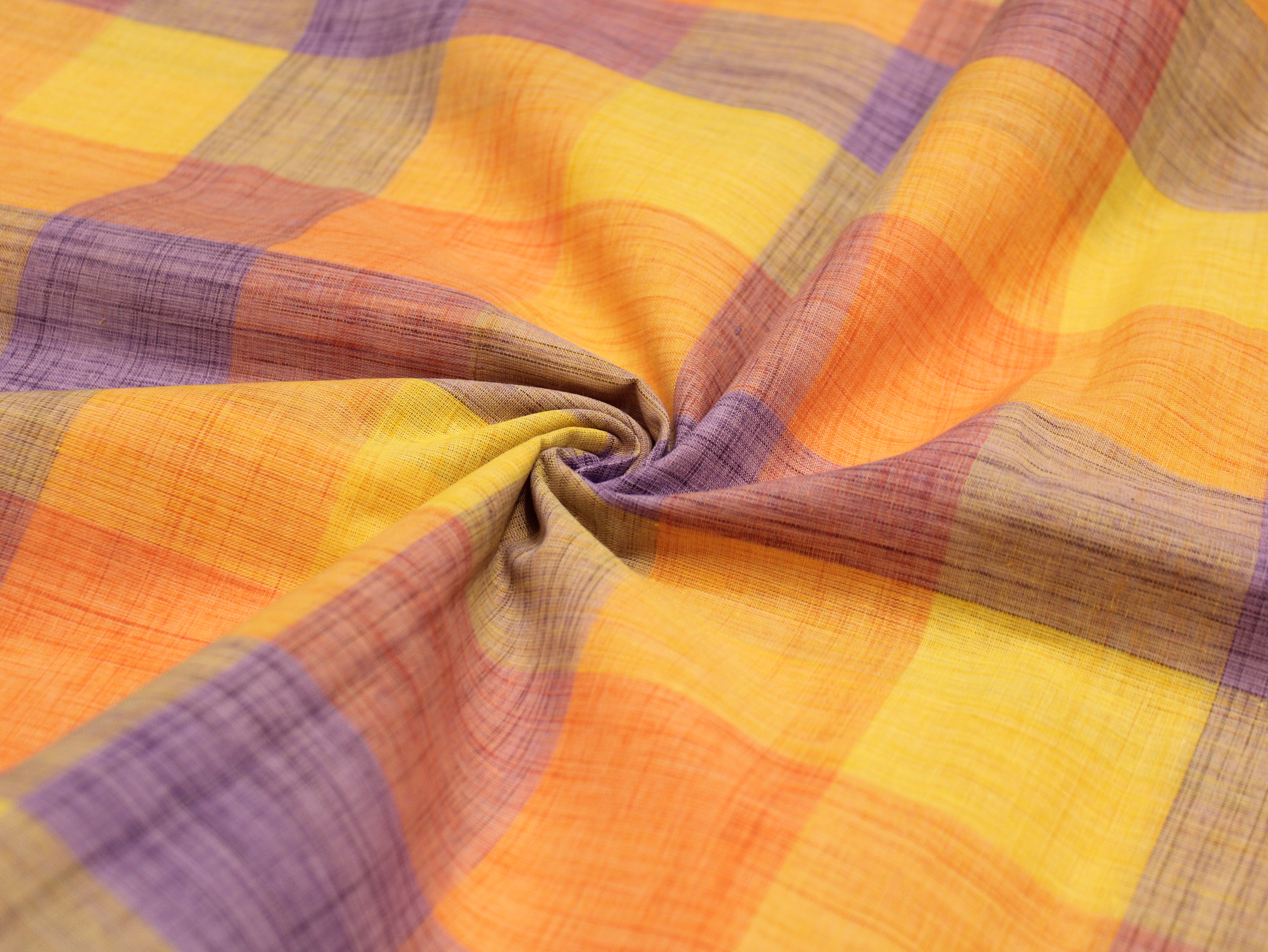 Pure Cotton Handloom Madras Multi-Color Check Fabric 44 Inch | Rainbow Check Handwoven