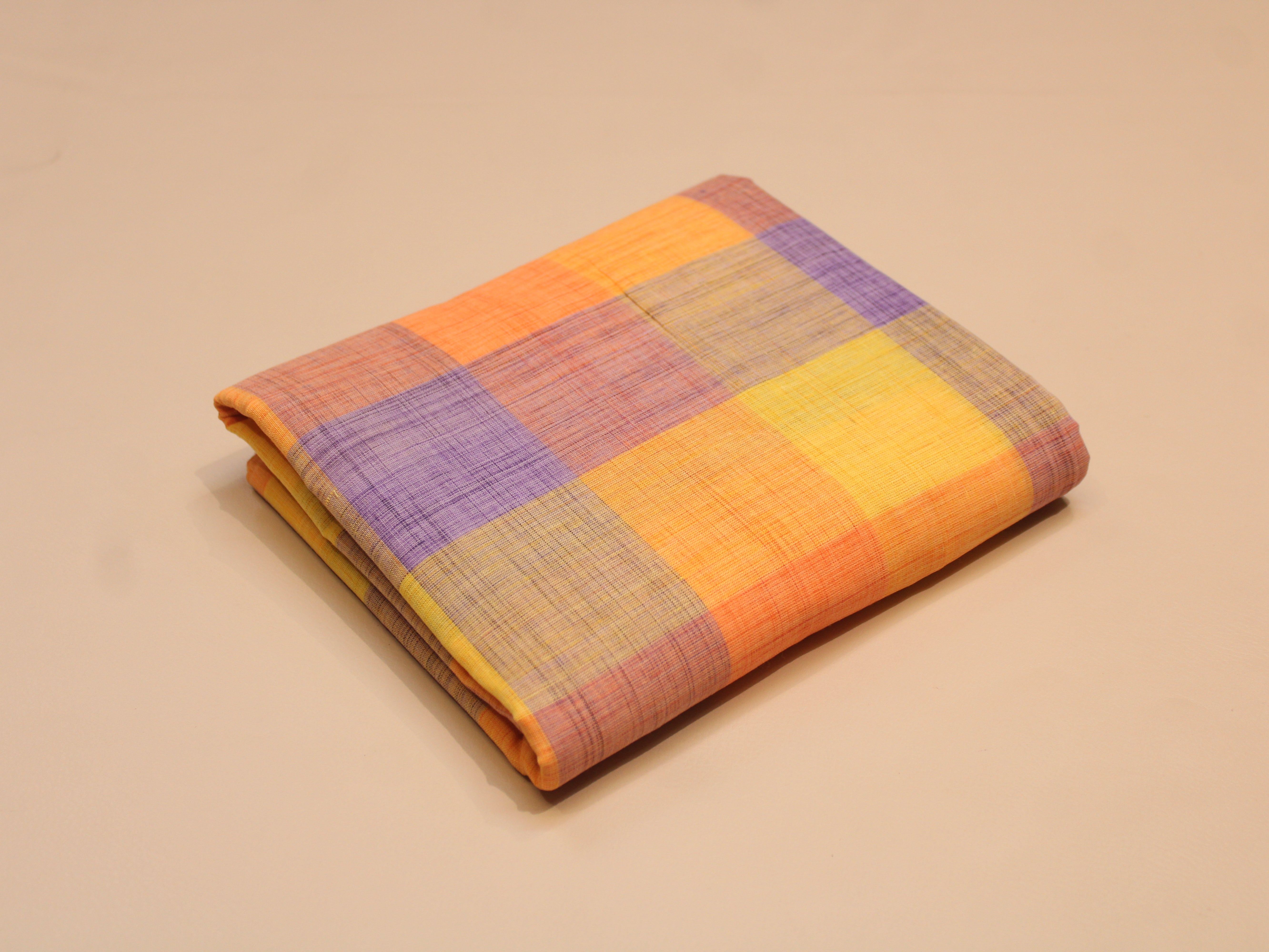 Pure Cotton Handloom Madras Multi-Color Check Fabric 44 Inch | Rainbow Check Handwoven