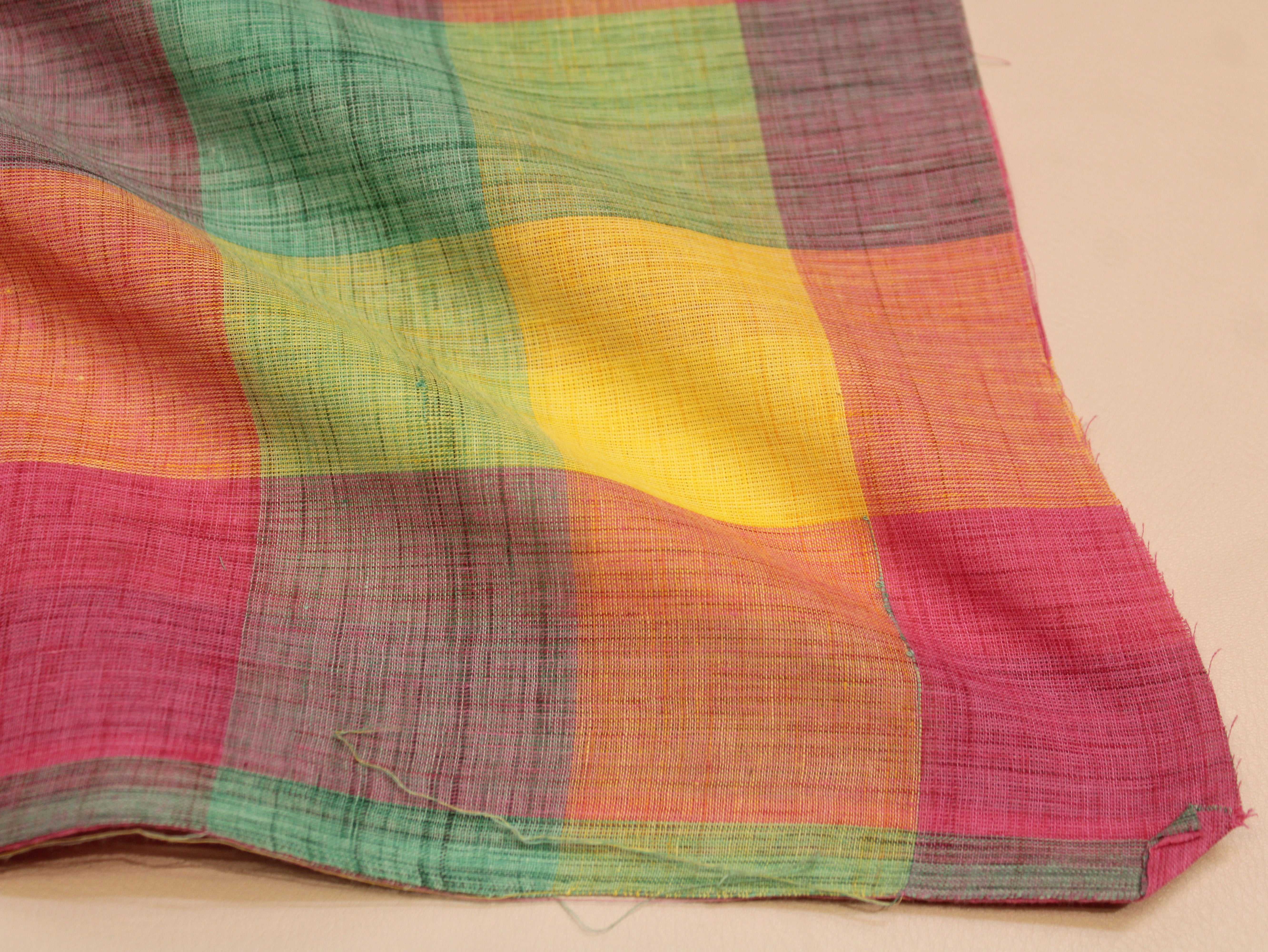 Pure Cotton Handloom Madras Multi-Color Check Fabric 44 Inch | Rainbow Check Handwoven