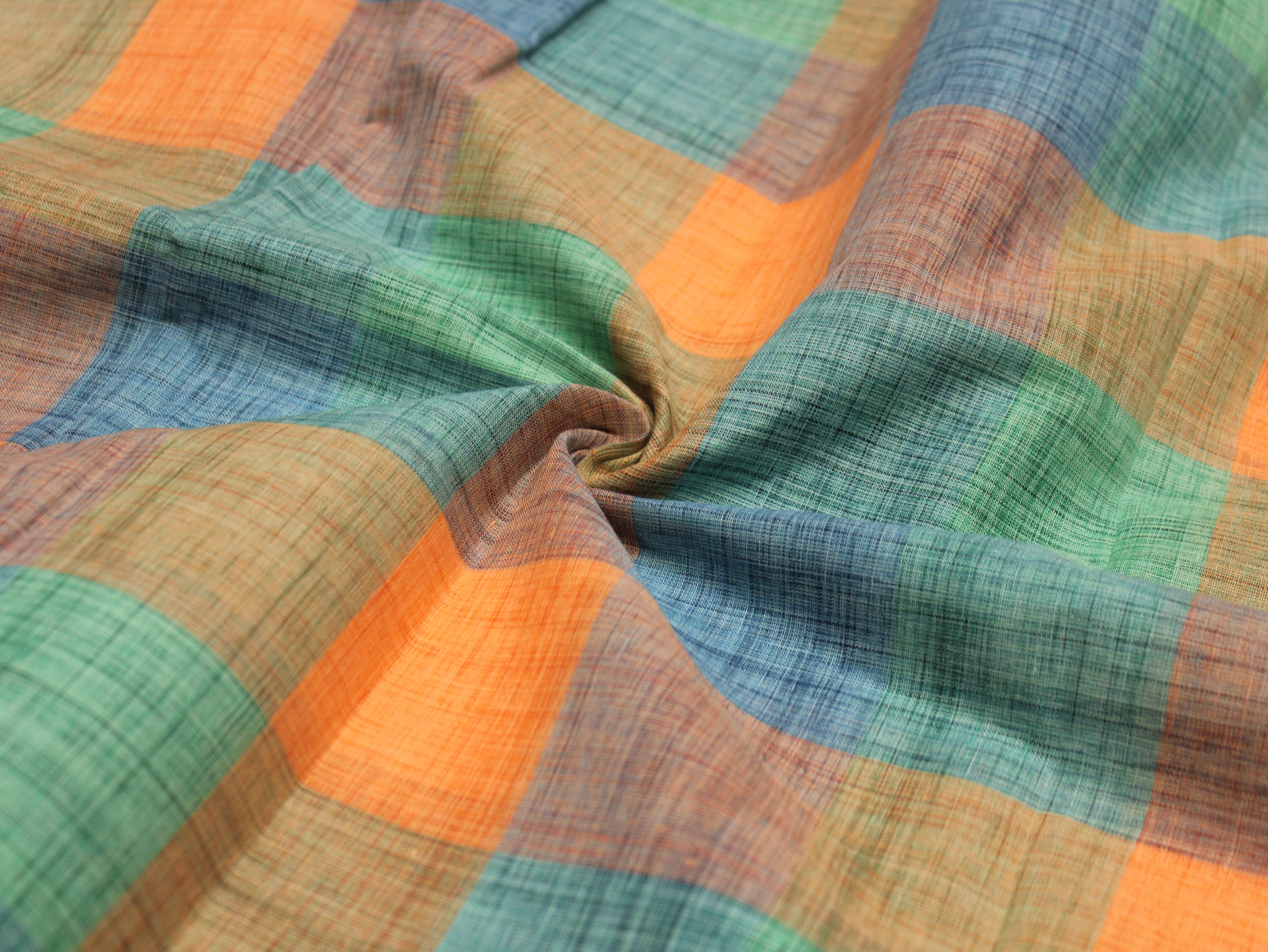 Pure Cotton Handloom Madras Multi-Color Check Fabric 44 Inch | Rainbow Check Handwoven