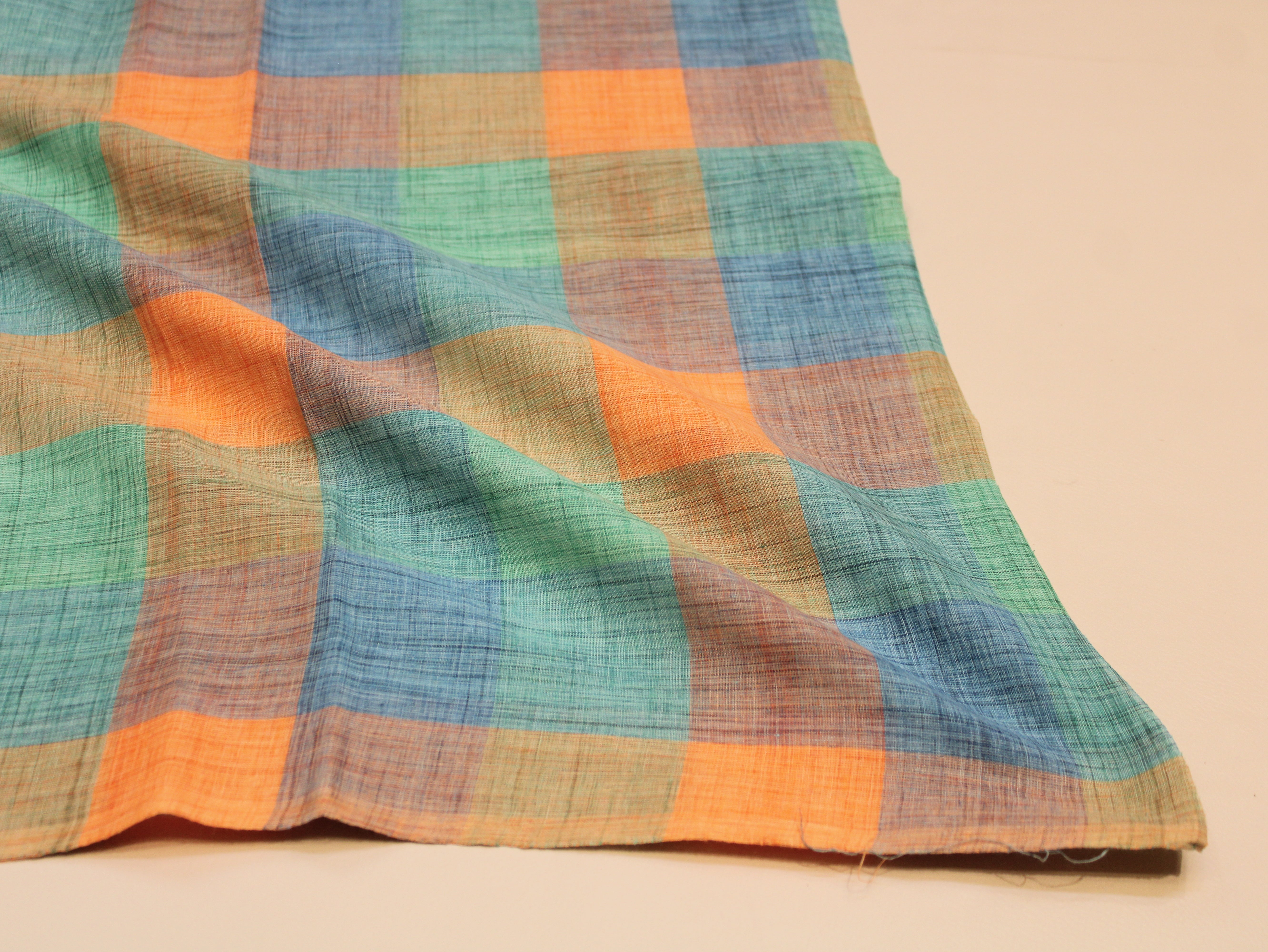 Pure Cotton Handloom Madras Multi-Color Check Fabric 44 Inch | Rainbow Check Handwoven