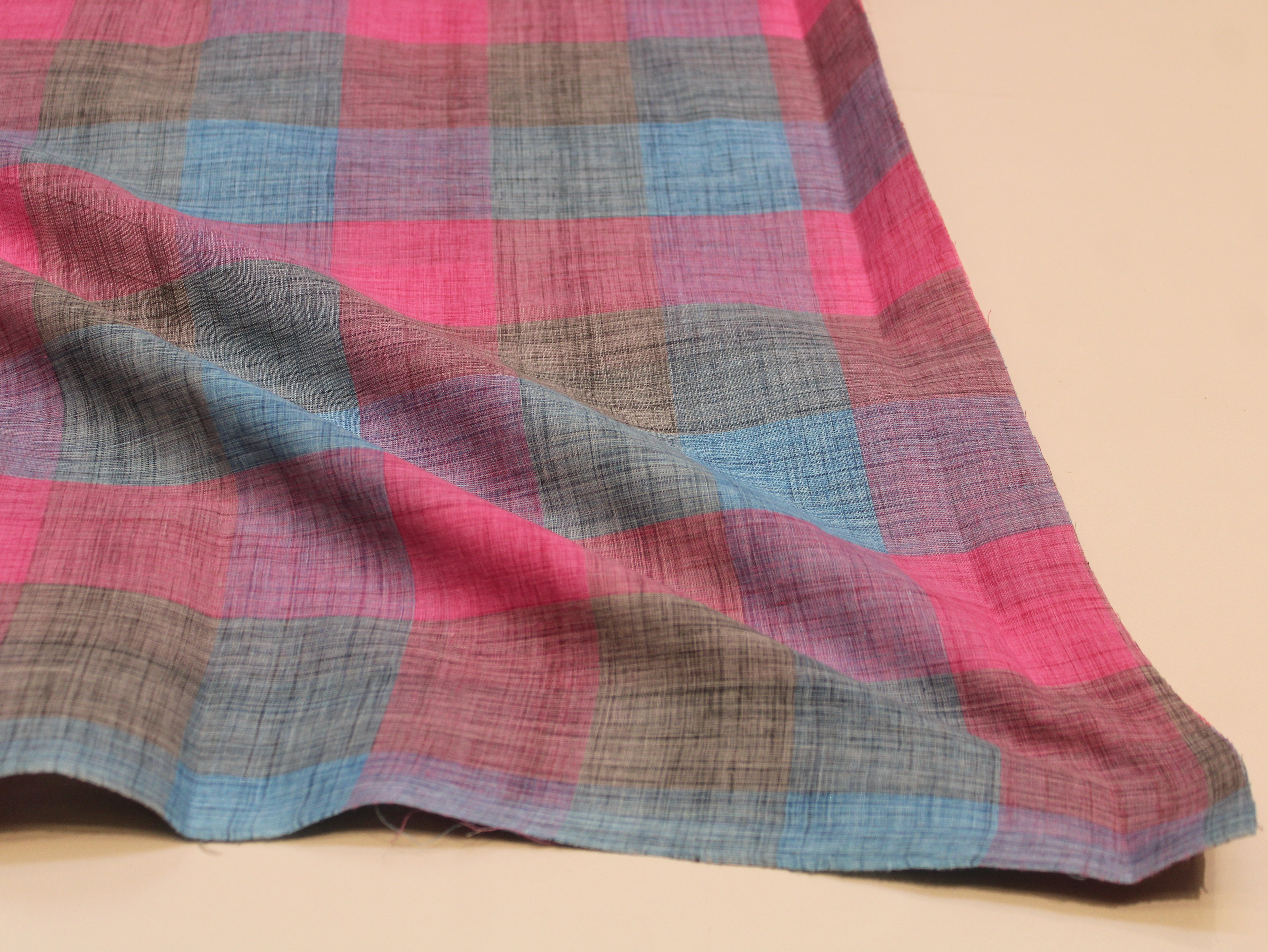 Pure Cotton Handloom Madras Multi-Color Check Fabric 44 Inch | Rainbow Check Handwoven