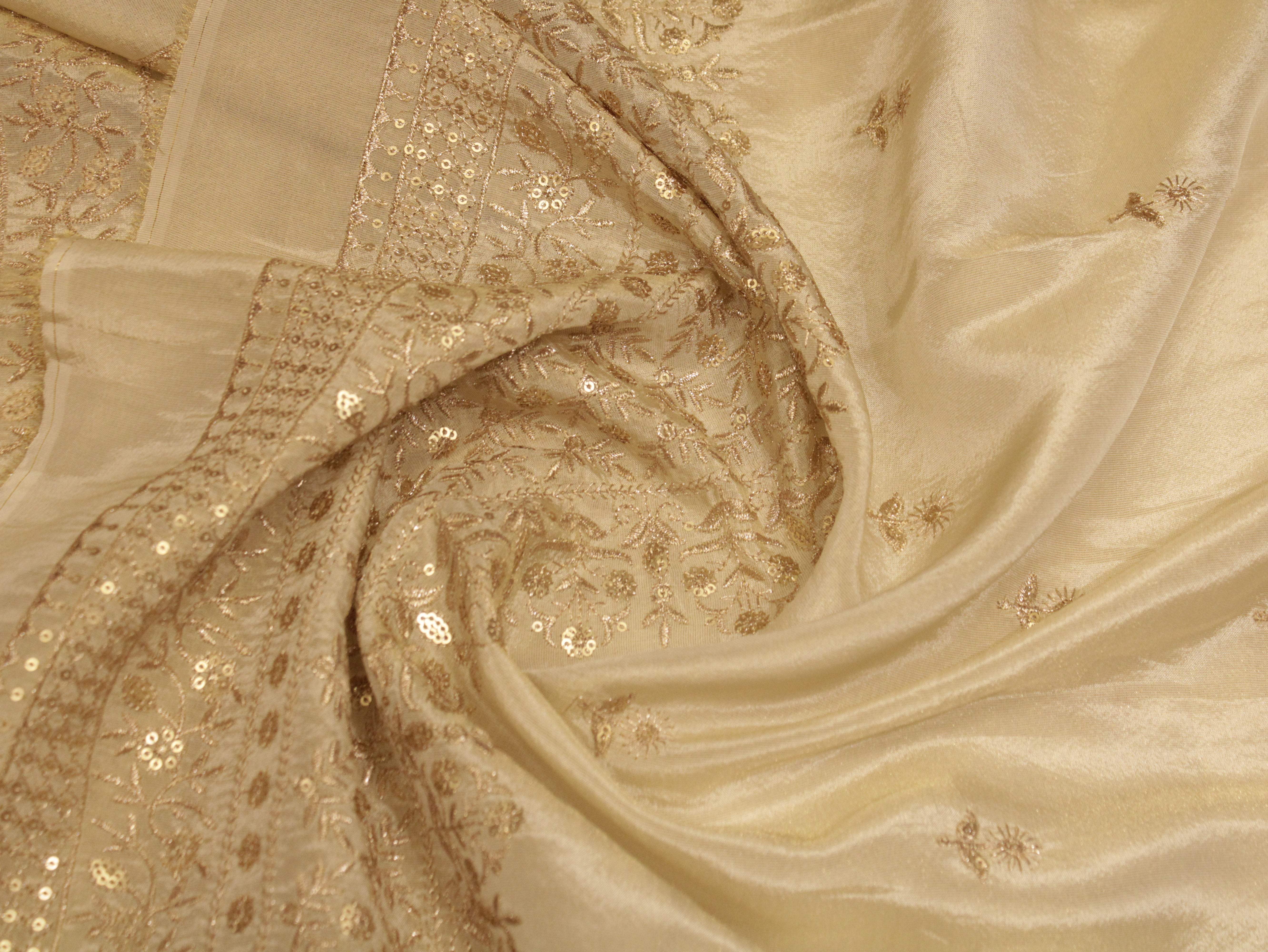 Premium Sequin Panel Work Tissue Fabric - Golden - M'Foks