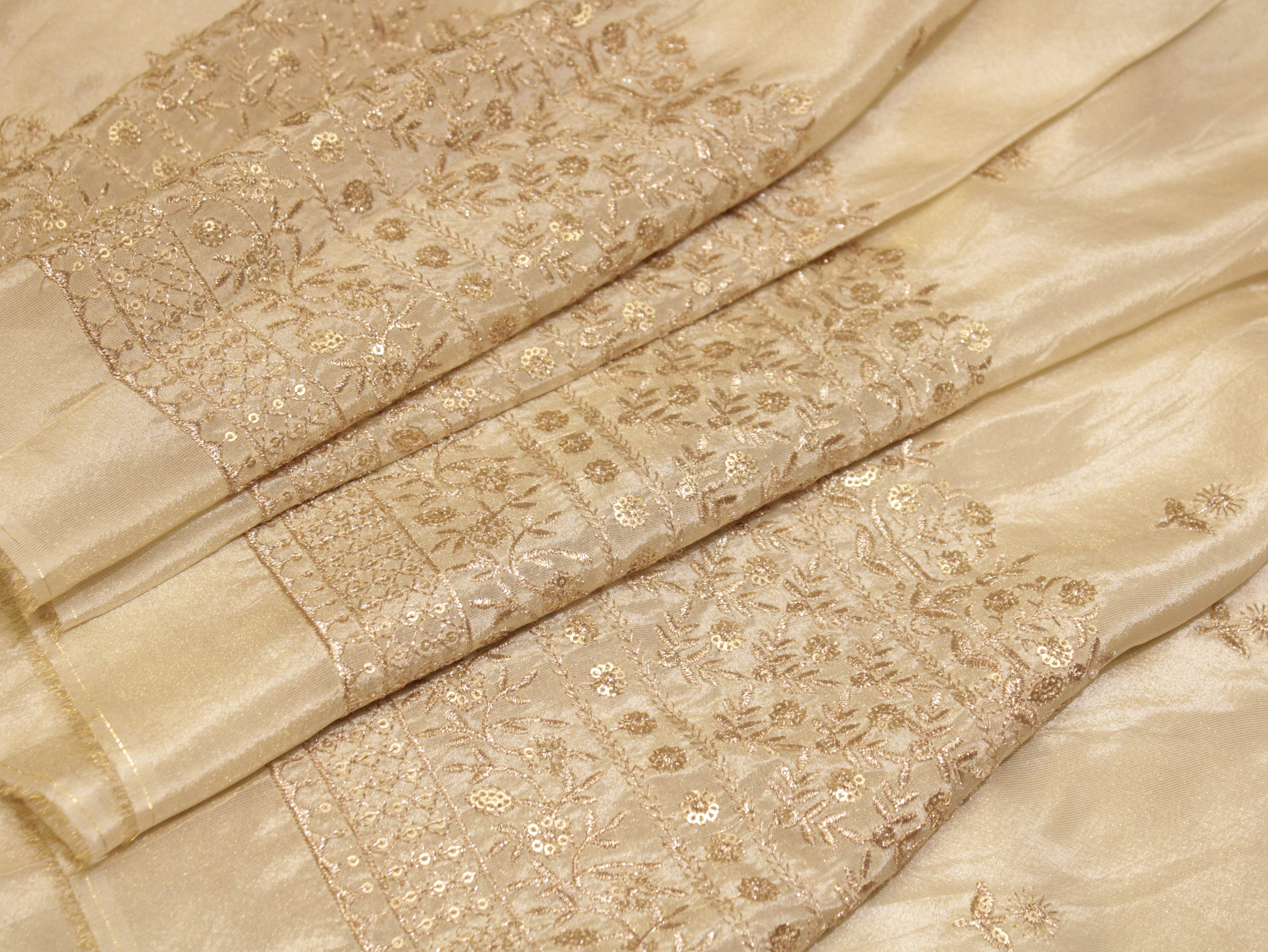 Premium Sequin Panel Work Tissue Fabric - Golden - M'Foks