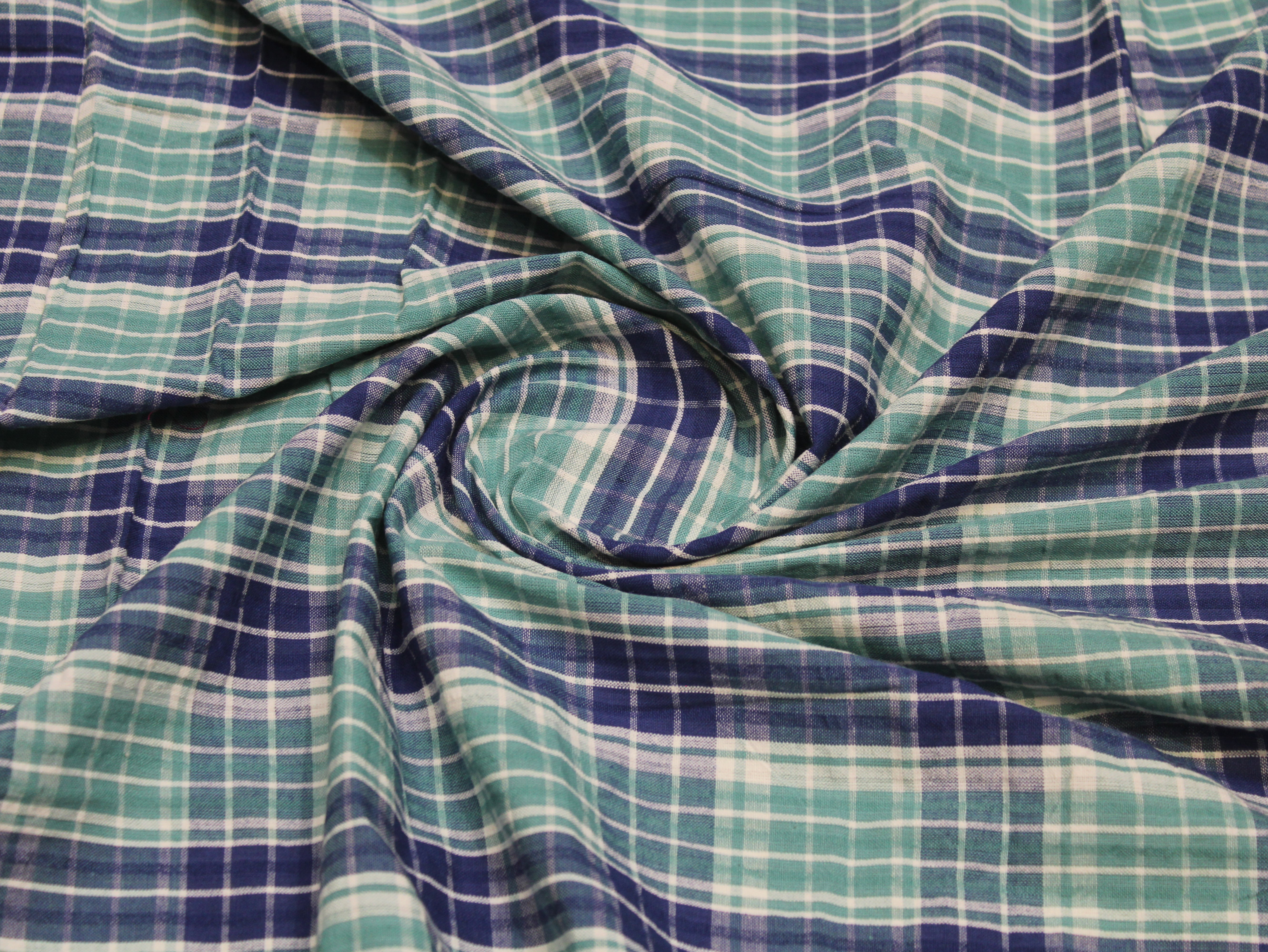 Washed Quality Pure Cotton Seersucker Fabric 44 Inch | Plaid Check Seersucker