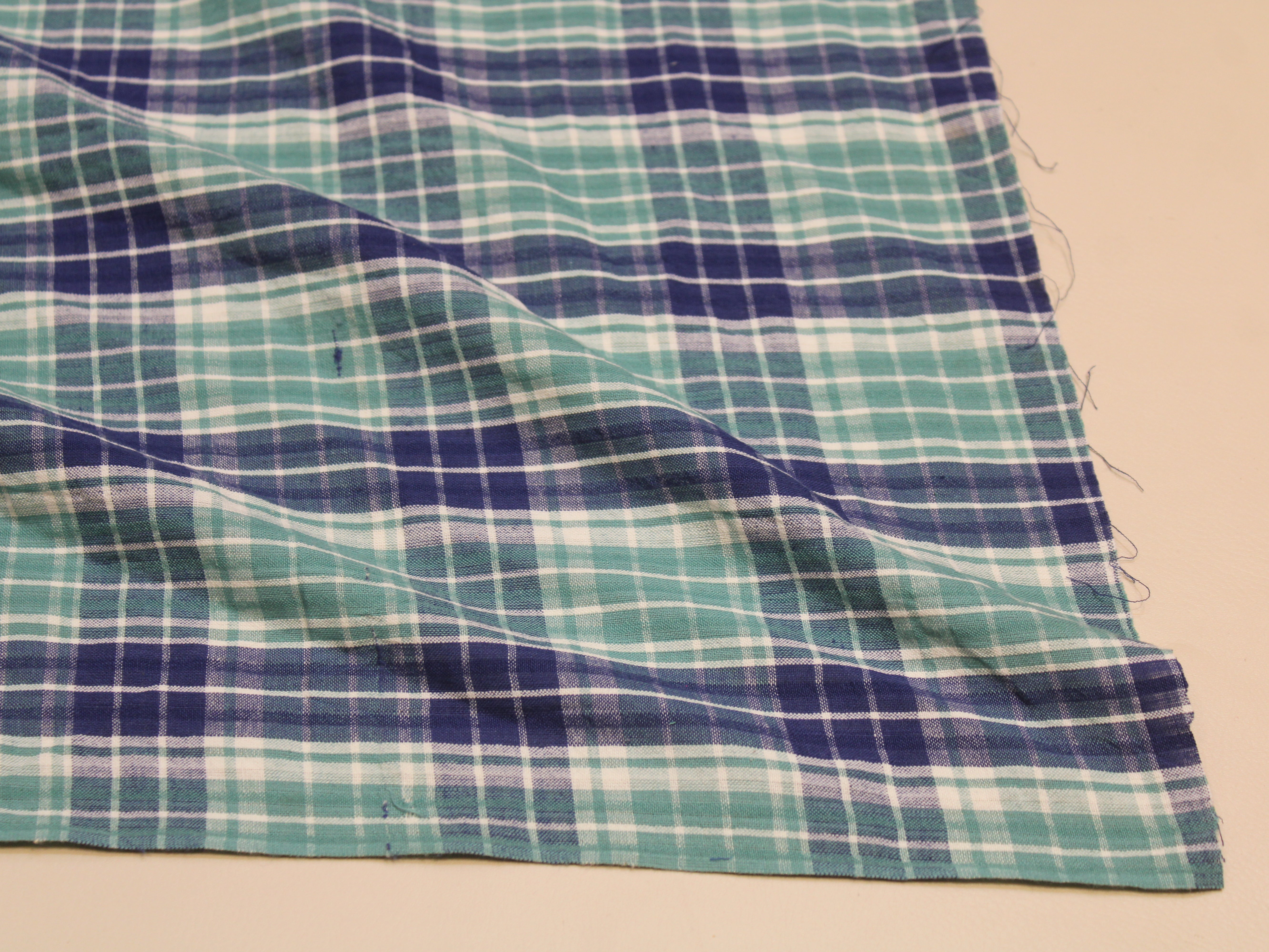 Washed Quality Pure Cotton Seersucker Fabric 44 Inch | Plaid Check Seersucker