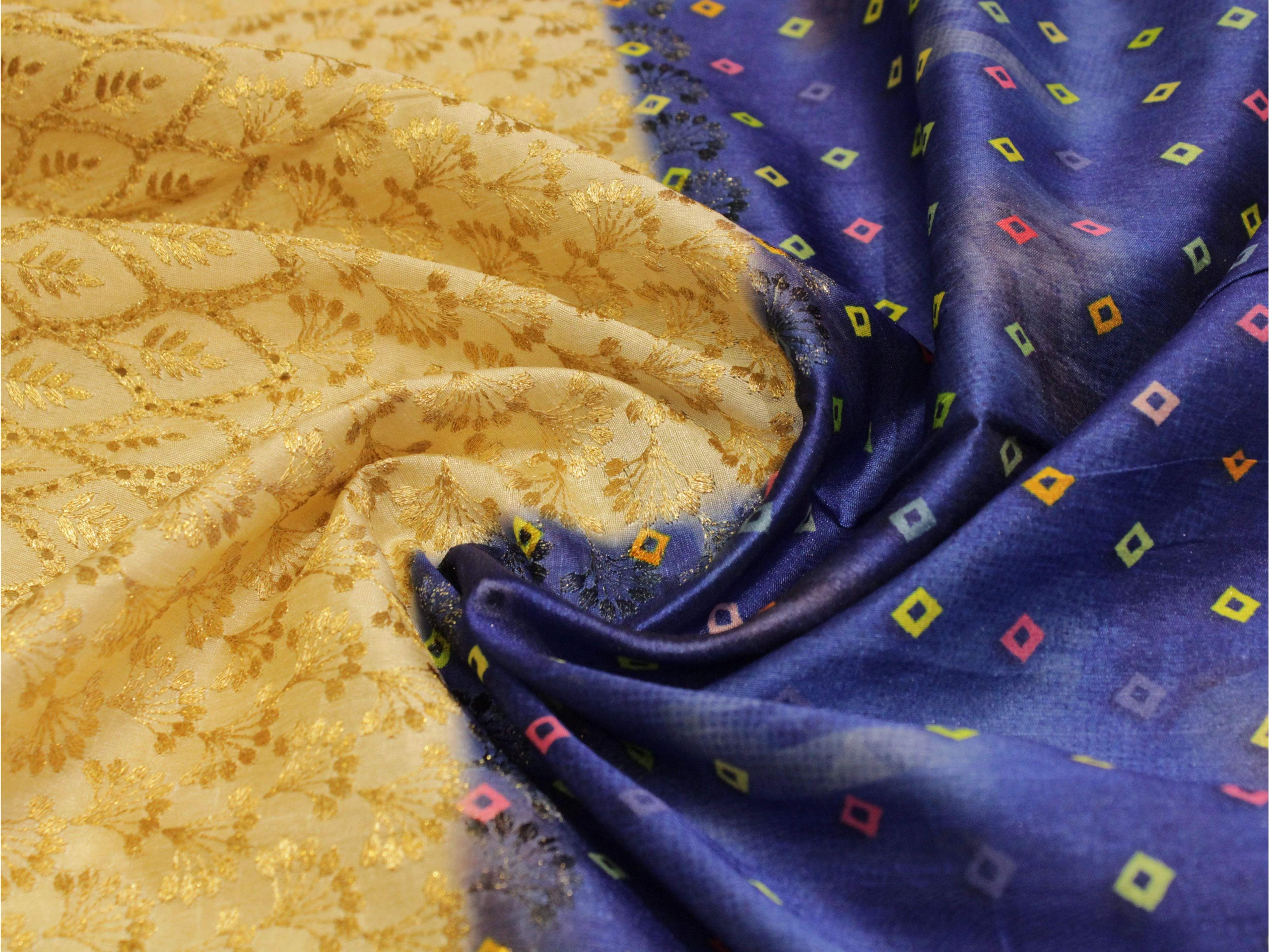 Fine Silk Digital Print Panel Work Fabric - M'Foks