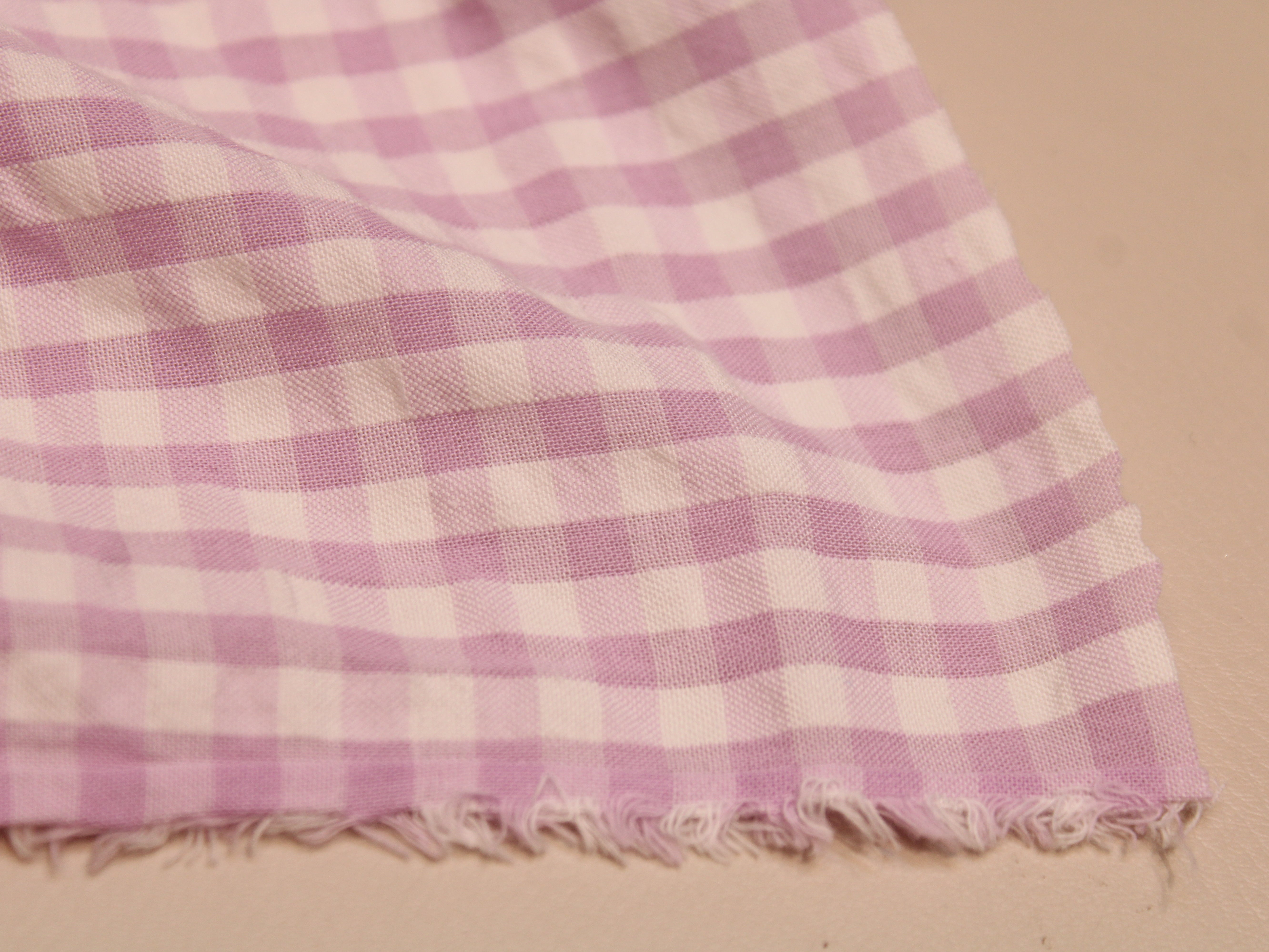 Pure Cotton Yarn Dyed Pale Mauve Seersucker Check Fabric 60 Inch | Premium Washed Quality Gingham