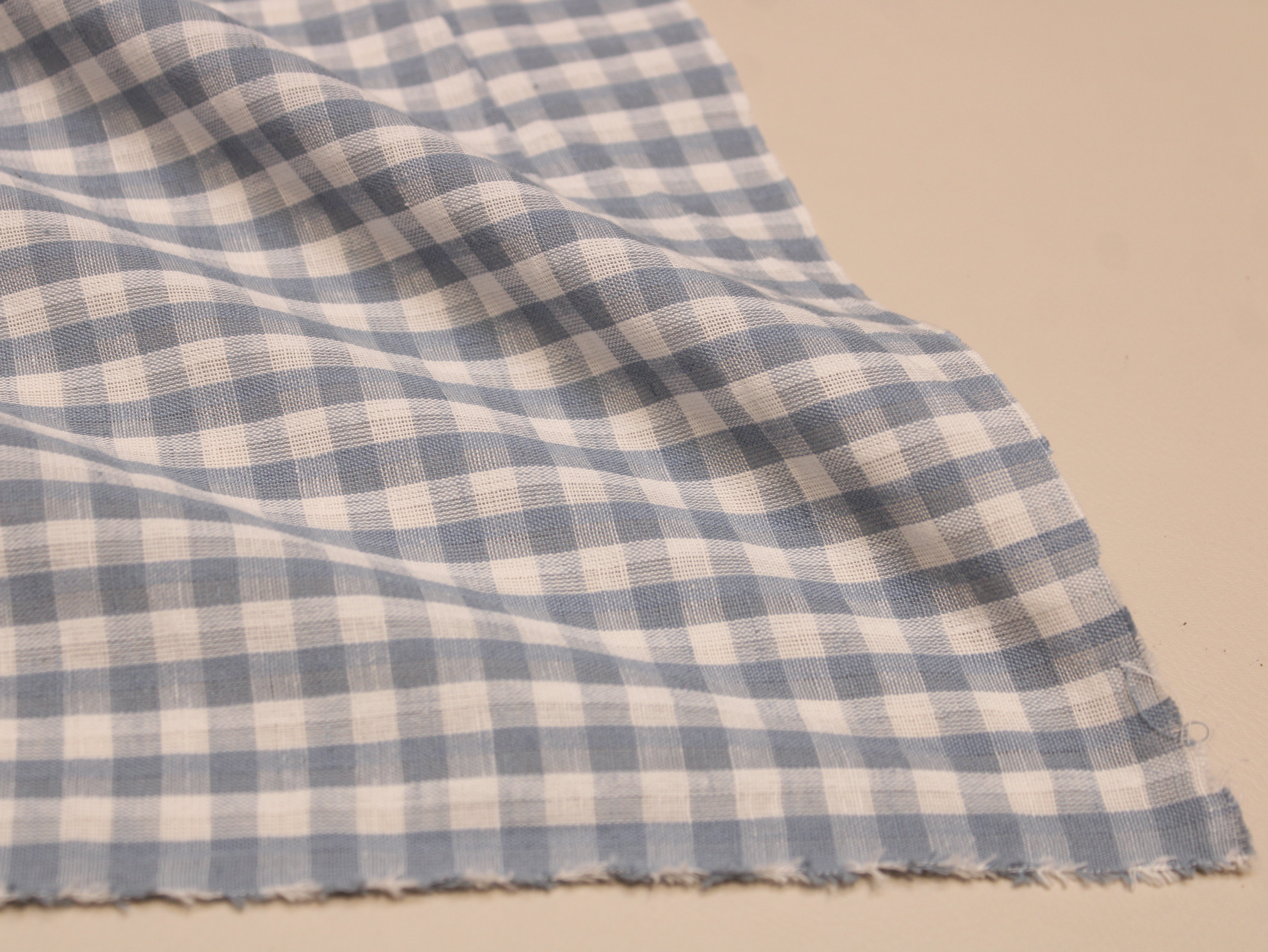 Pure Cotton Yarn Dyed Dusty Blue Seersucker Check Fabric 60 Inch | Premium Washed Quality Gingham