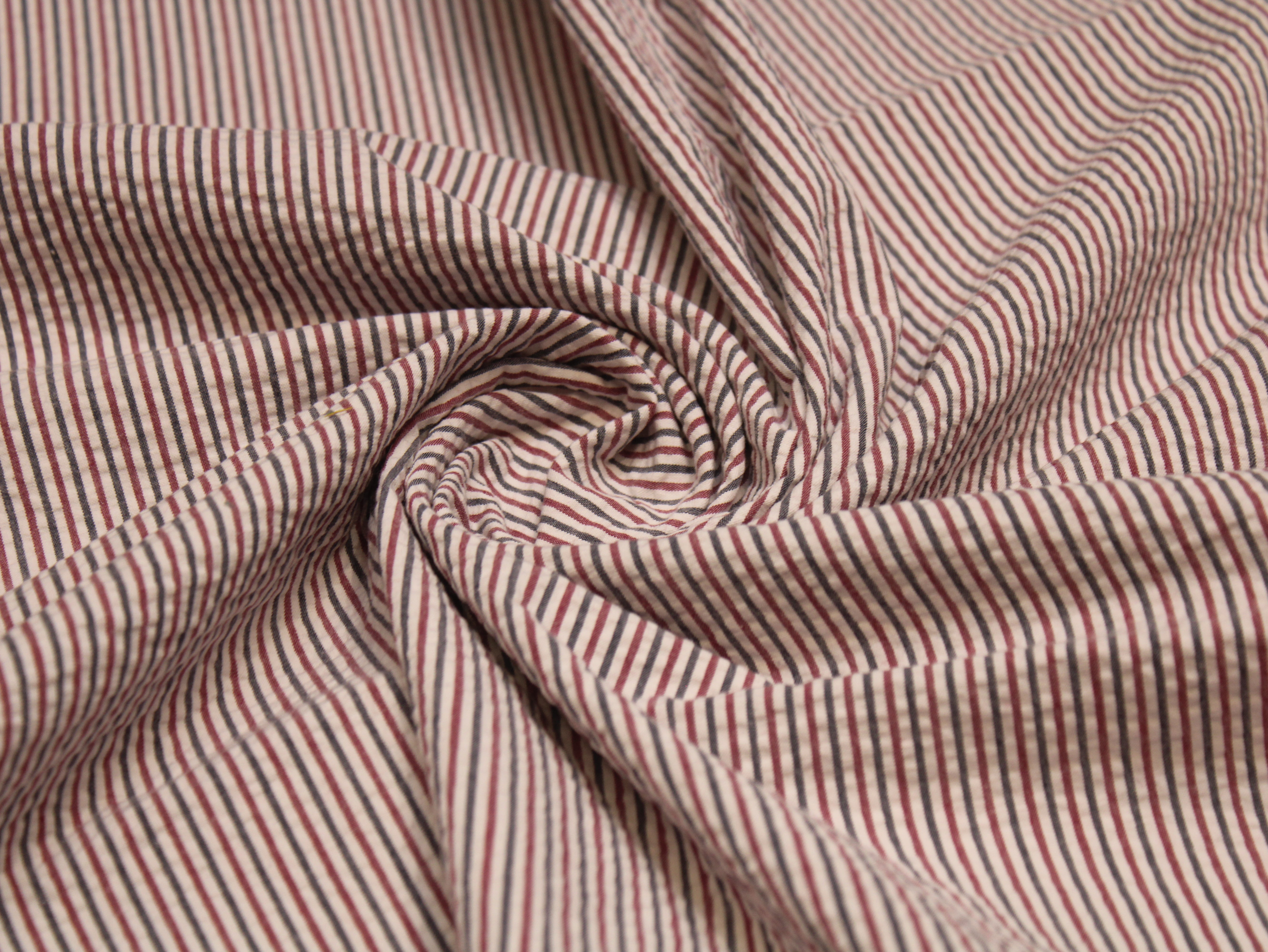 Pure Cotton Yarn Dyed Striped Seersucker Fabric 60 Inch | Premium Washed Quality