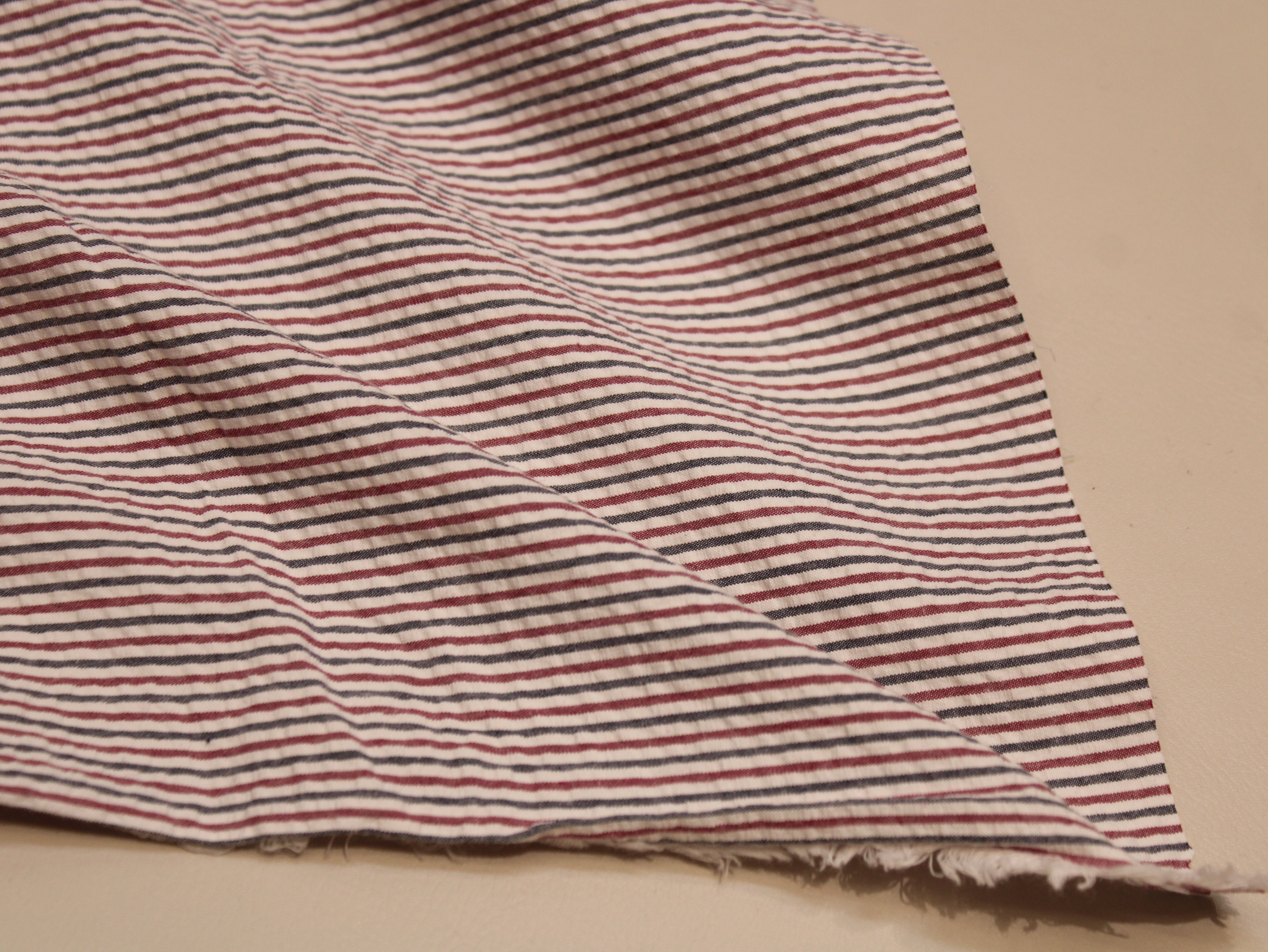 Pure Cotton Yarn Dyed Striped Seersucker Fabric 60 Inch | Premium Washed Quality
