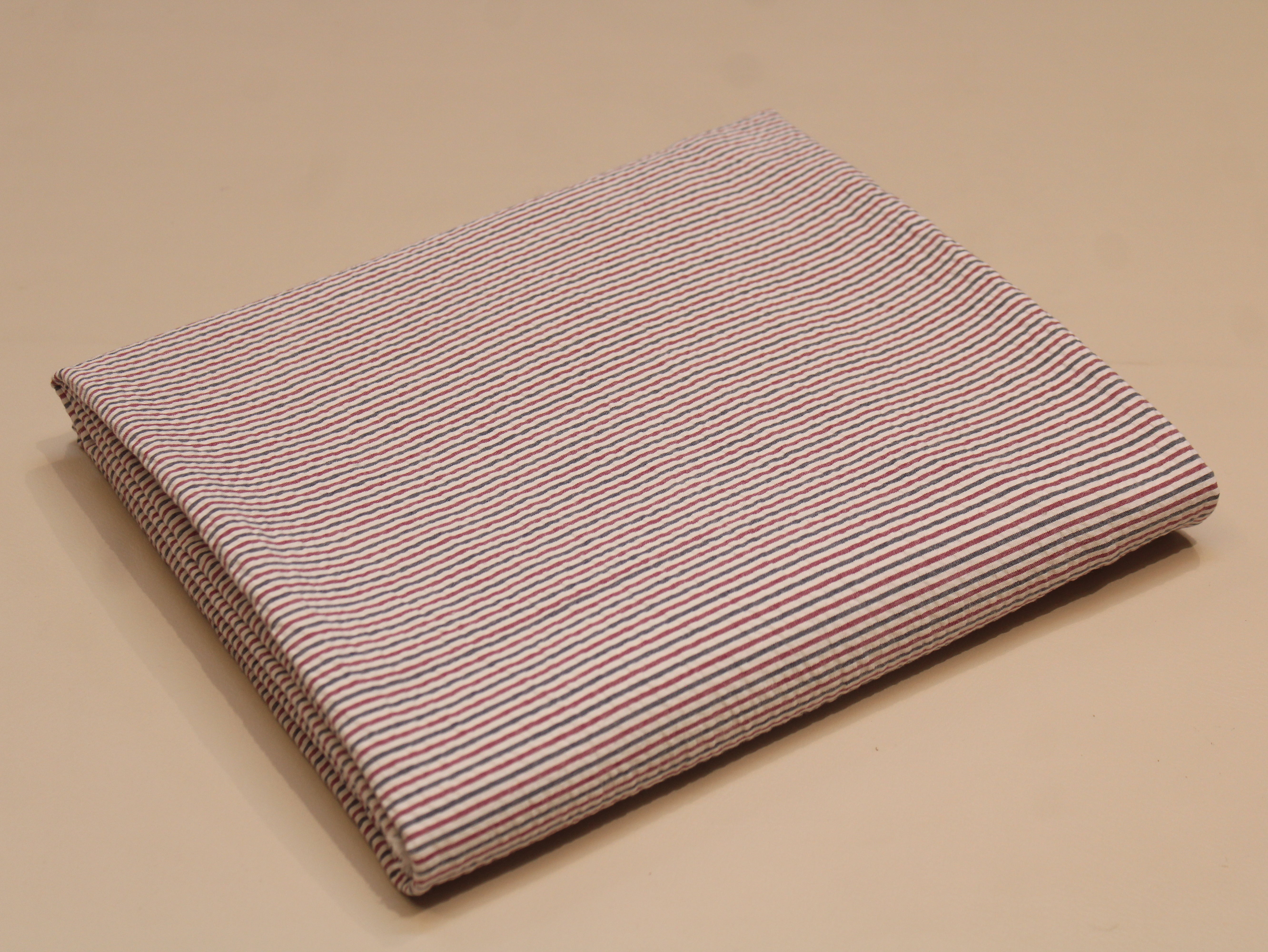 Pure Cotton Yarn Dyed Striped Seersucker Fabric 60 Inch | Premium Washed Quality