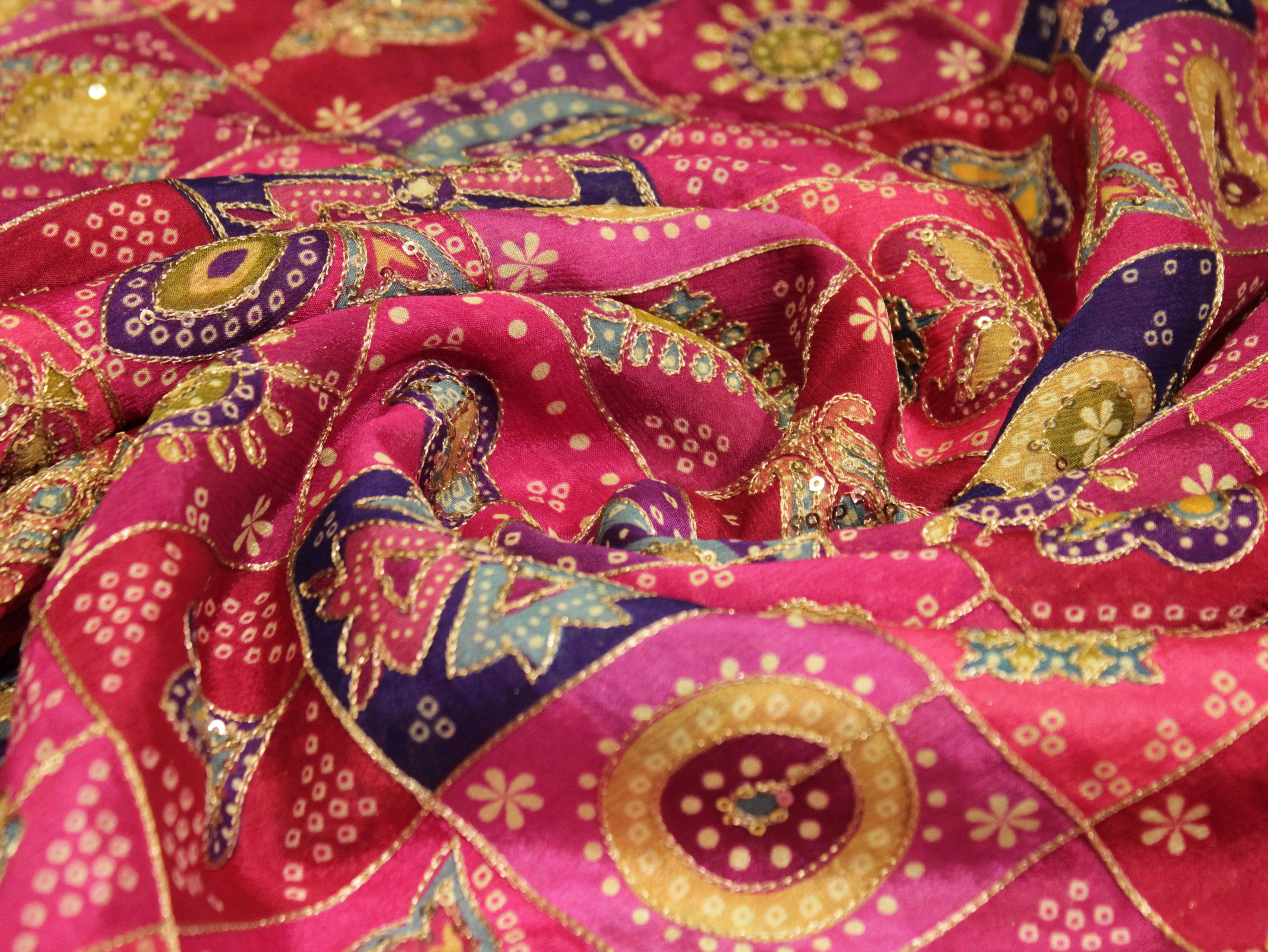 POSH : Digital Print with position work Chinon Fabric - M'Foks