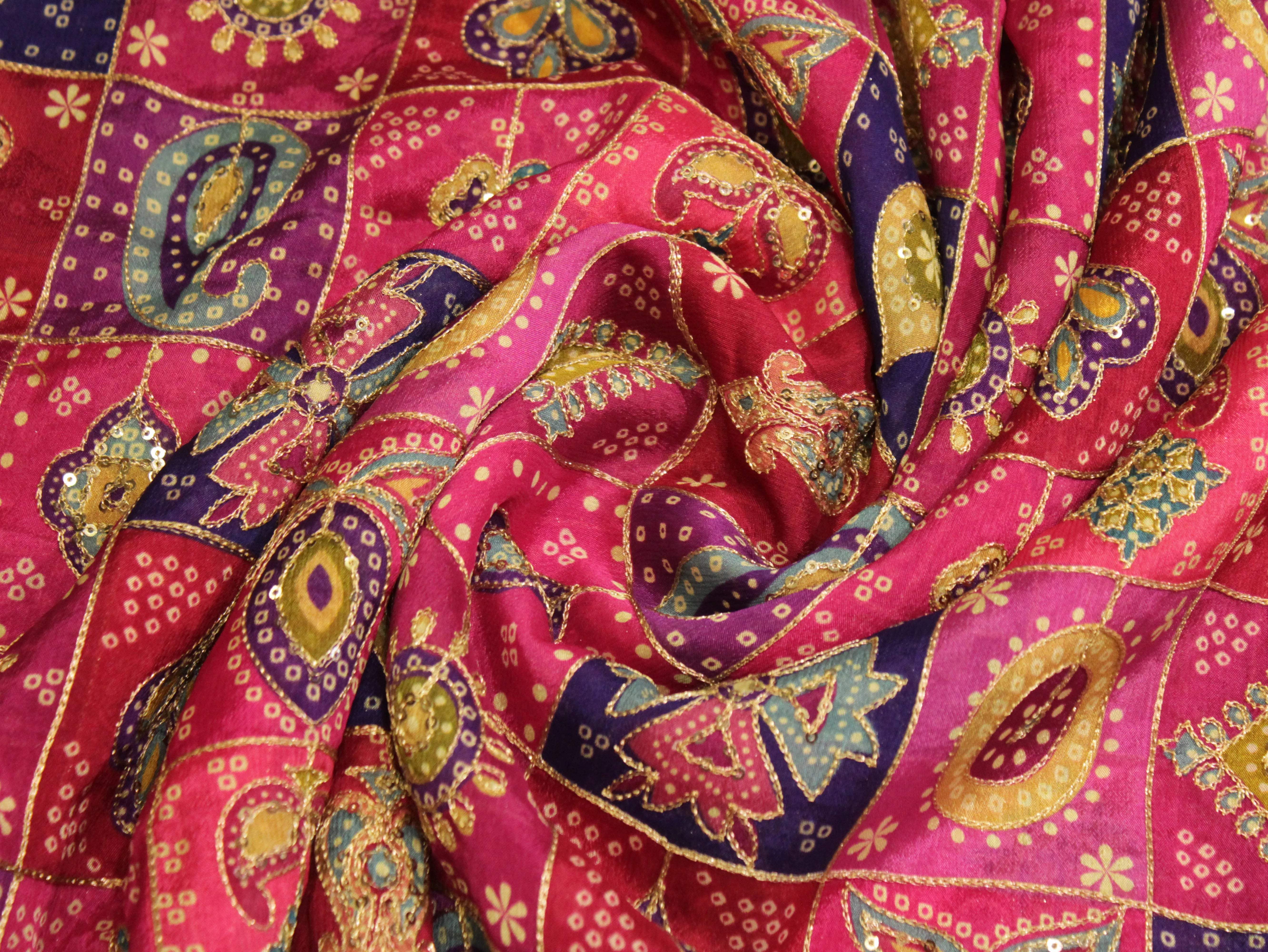 POSH : Digital Print with position work Chinon Fabric - M'Foks