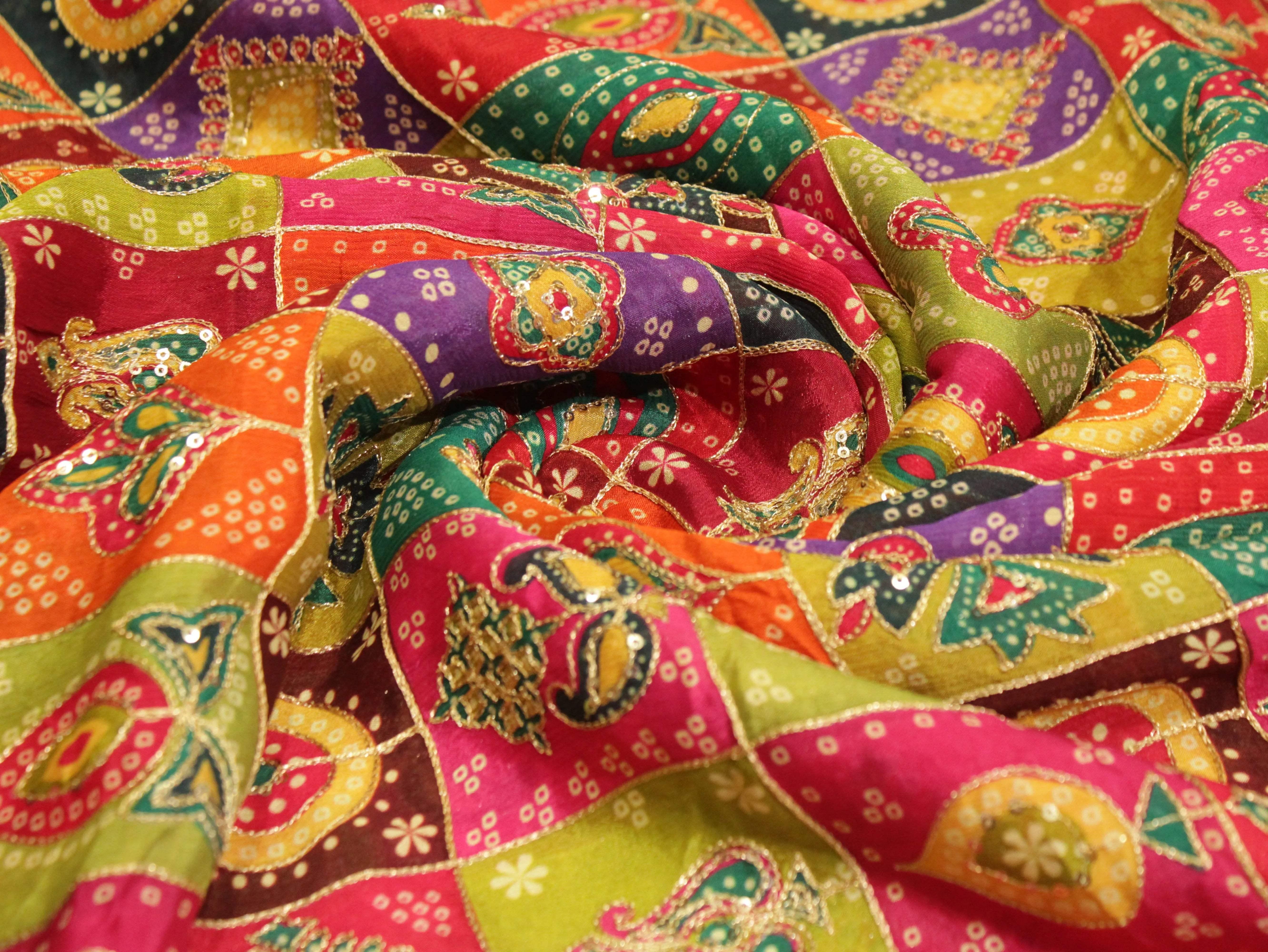 POSH : Digital Print with position work Chinon Fabric - M'Foks