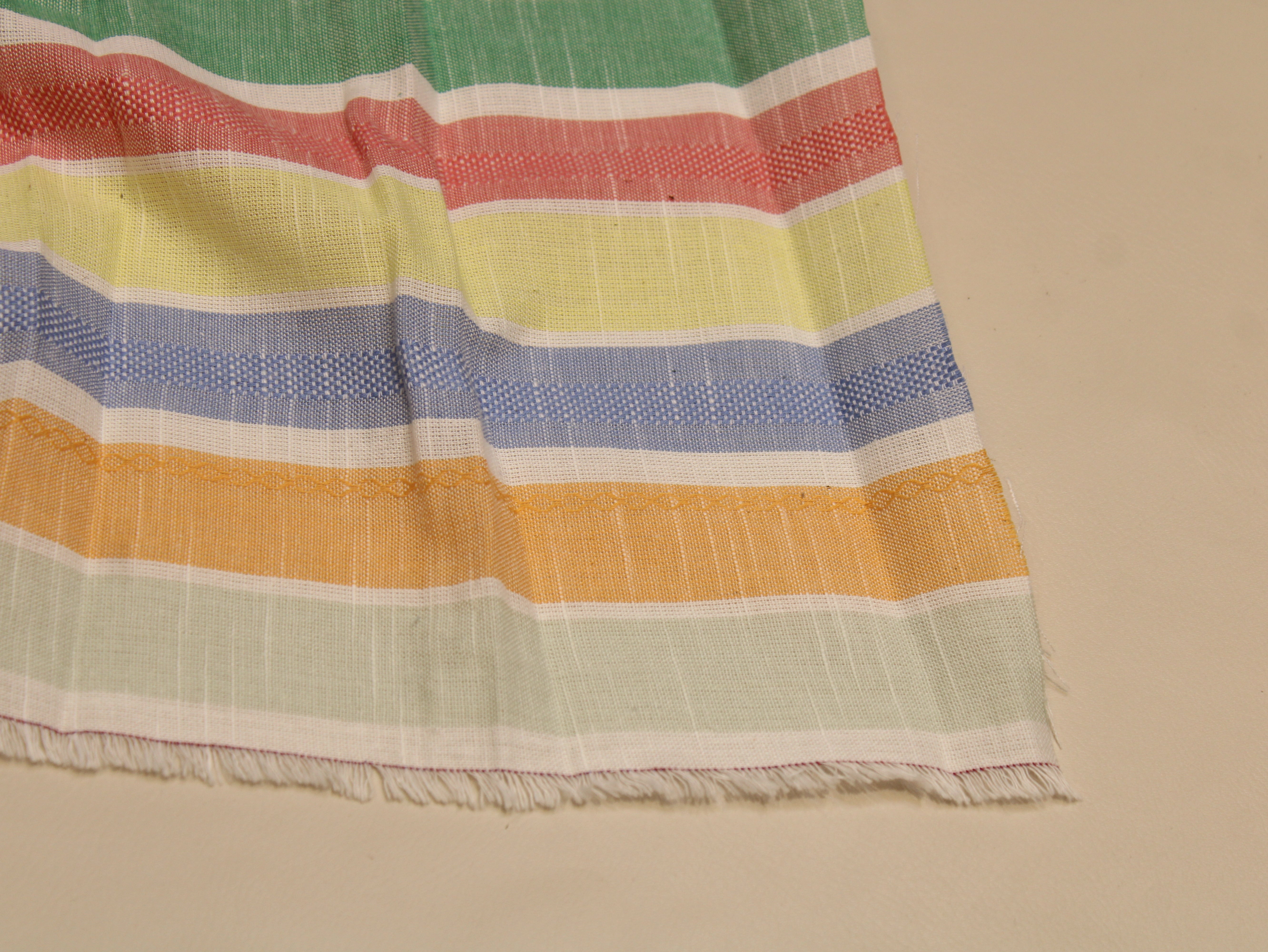 Pure Cotton All-Color Striped Washed Fabric 60 Inch | Rainbow Multi-Stripe Handwoven