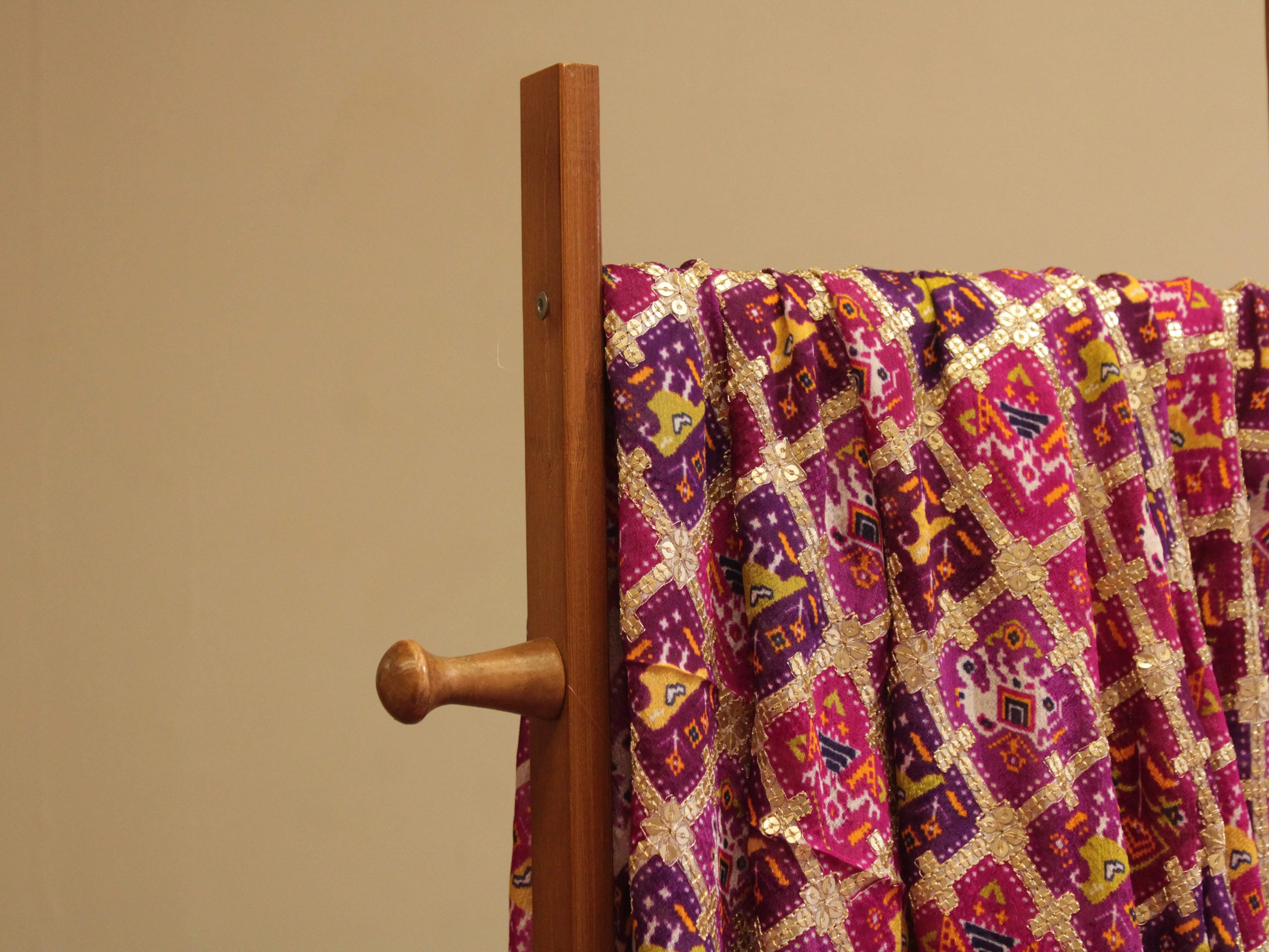 POSH : Patola Print with position work Chinon Fabric - M'Foks