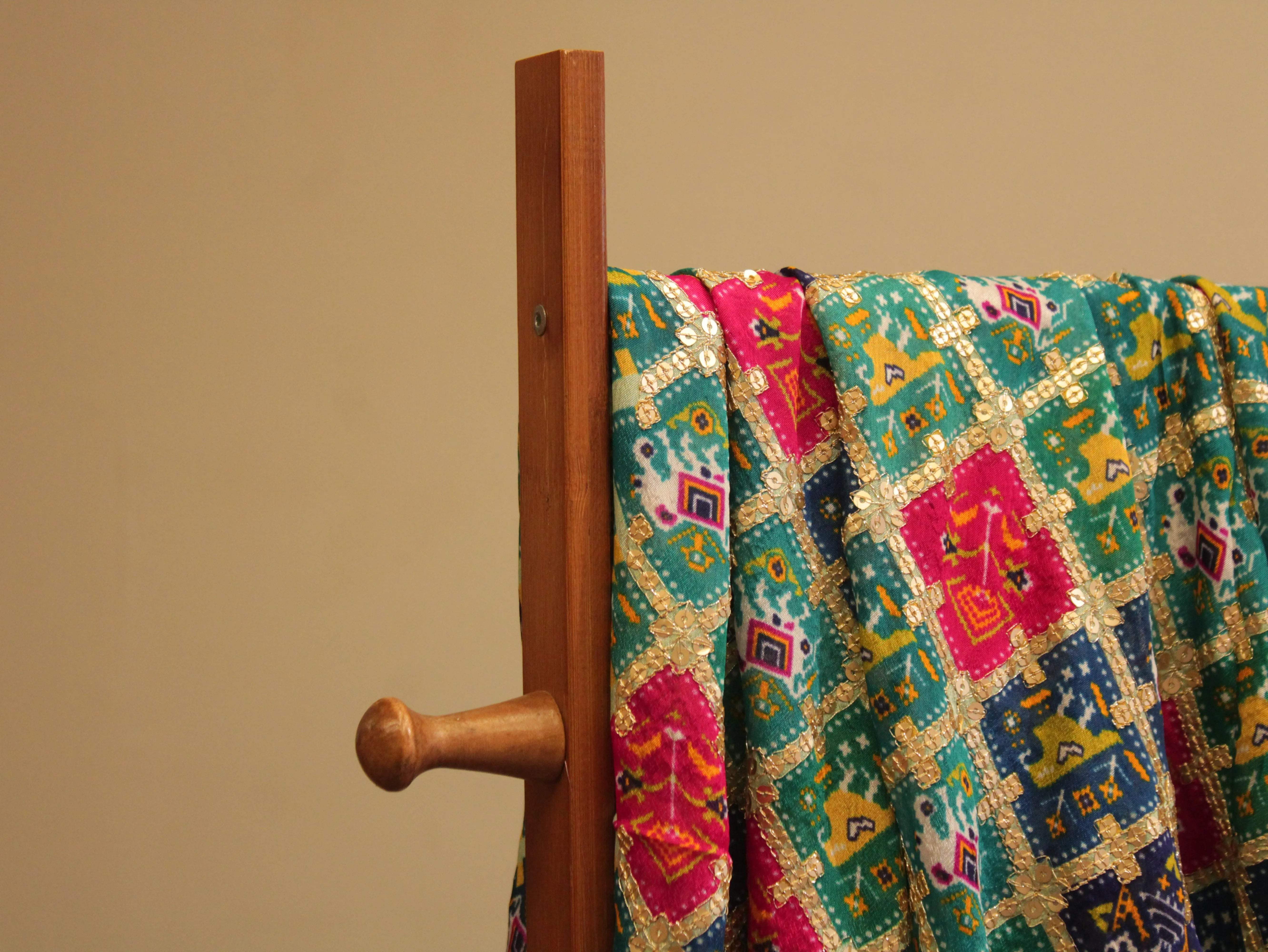 POSH : Patola Print with position work Chinon Fabric - M'Foks