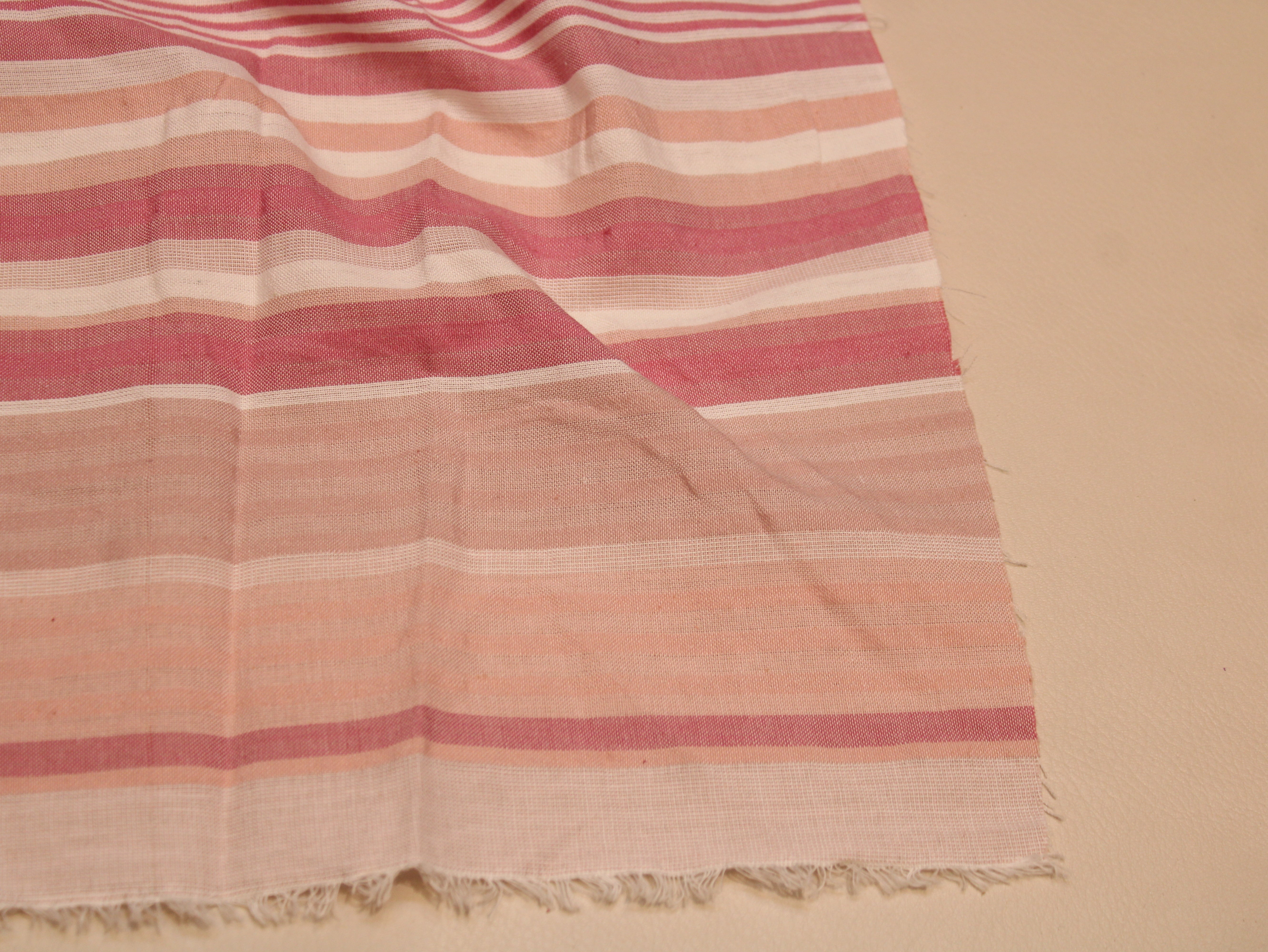 Pure Cotton Stripe Washed Quality Fabric 60 Inch | Pink & Cream Striped Cotton