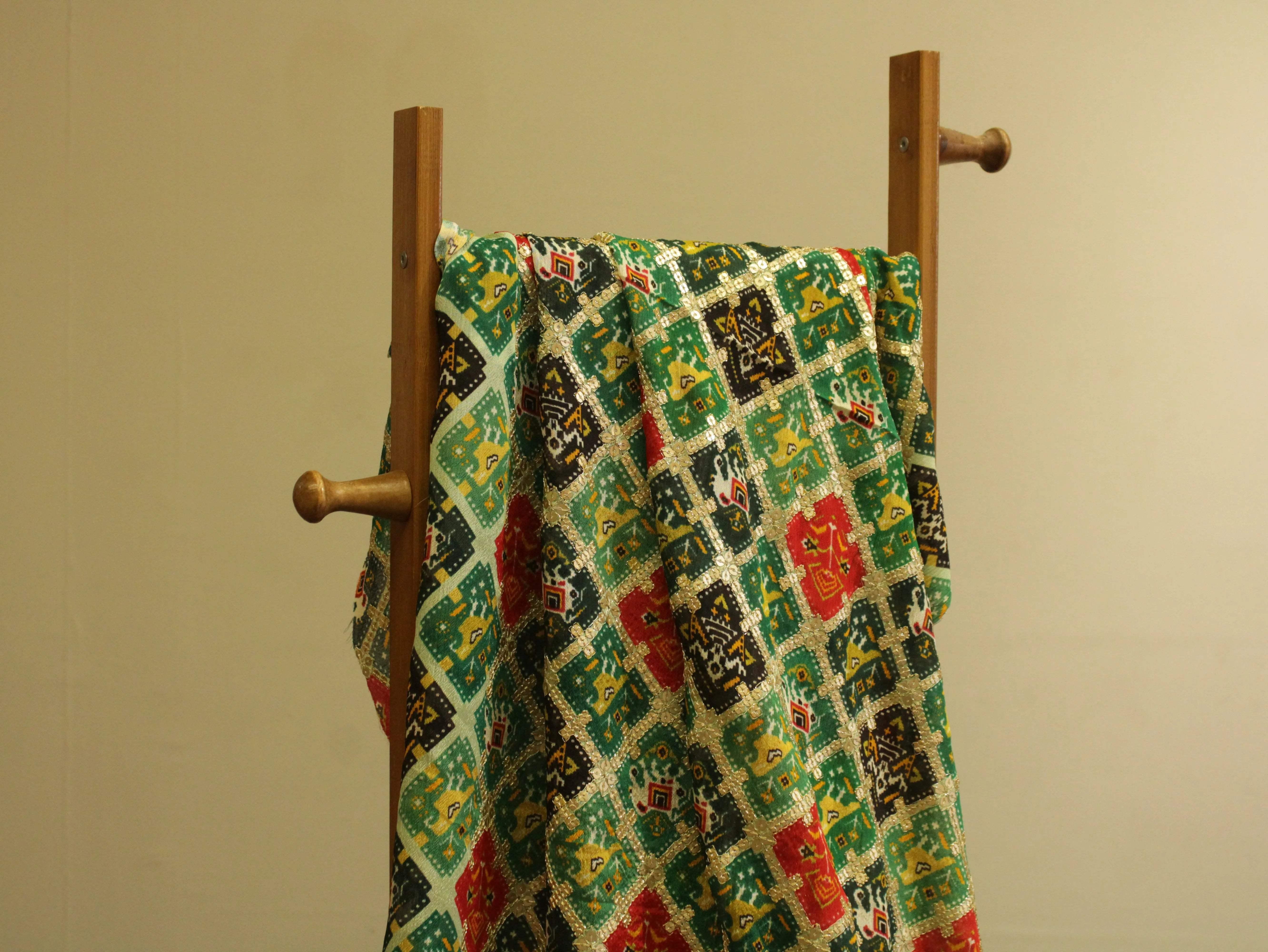 POSH : Patola Print with position work Chinon Fabric - M'Foks