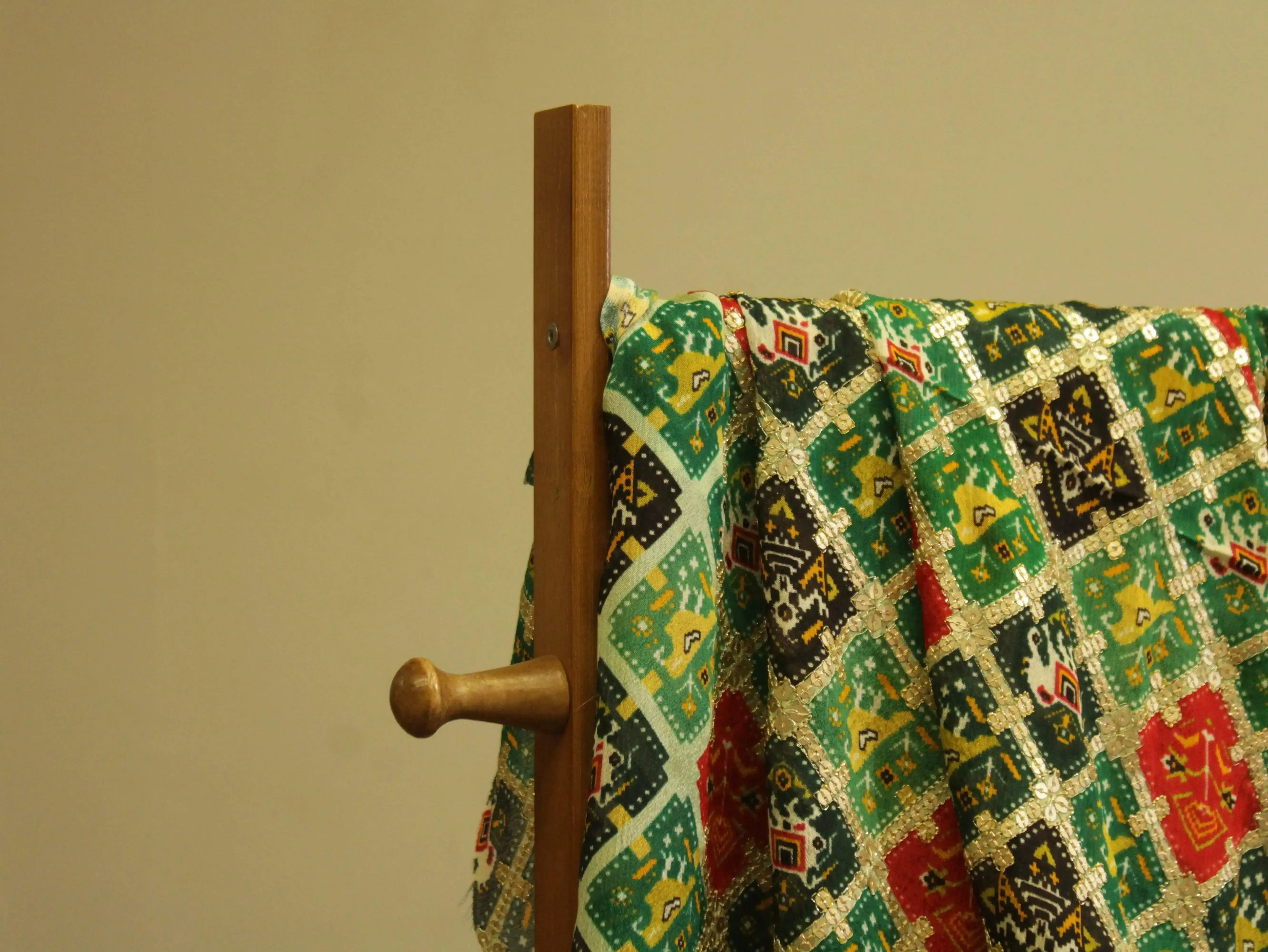 POSH : Patola Print with position work Chinon Fabric - M'Foks