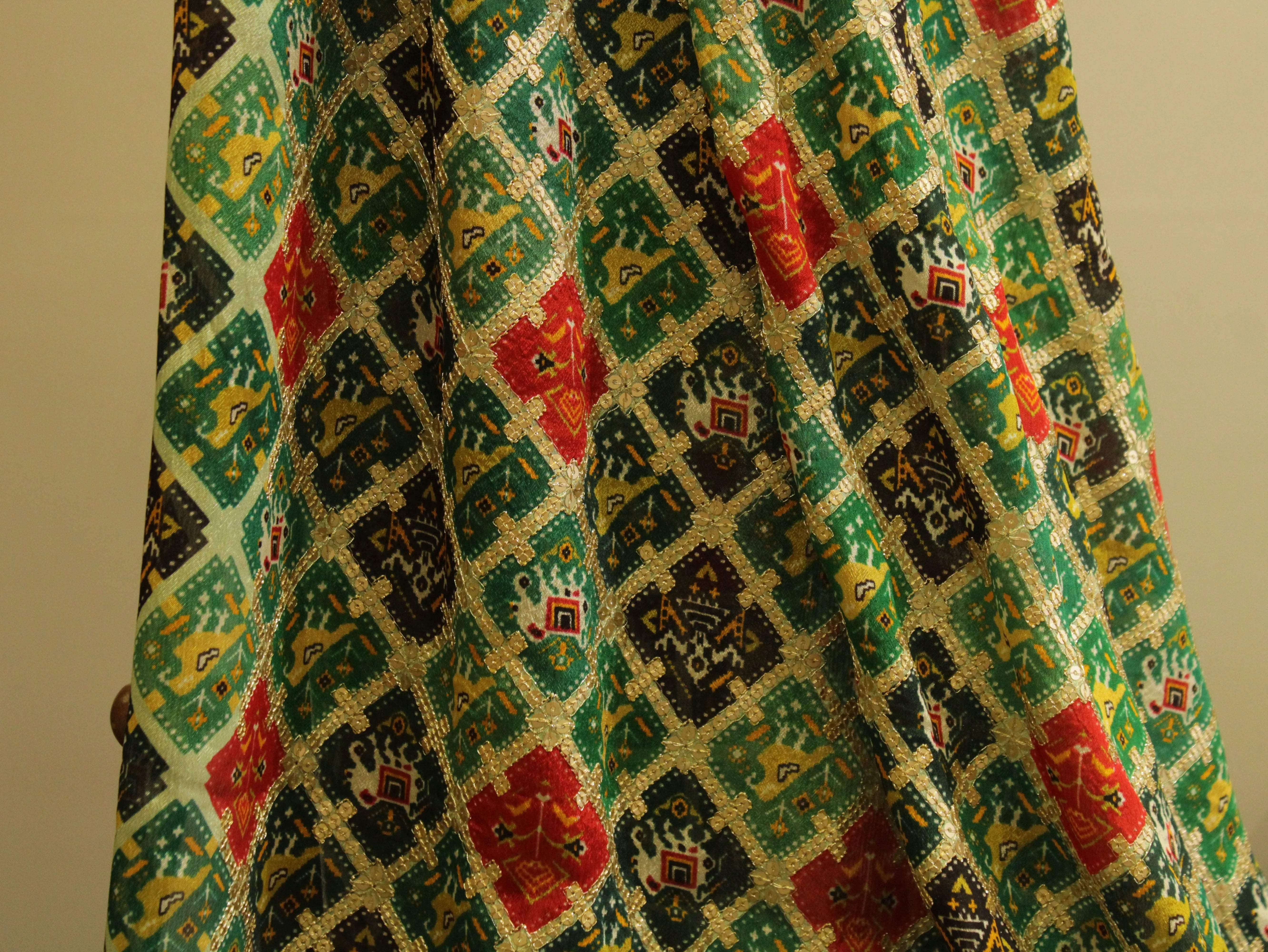 POSH : Patola Print with position work Chinon Fabric - M'Foks