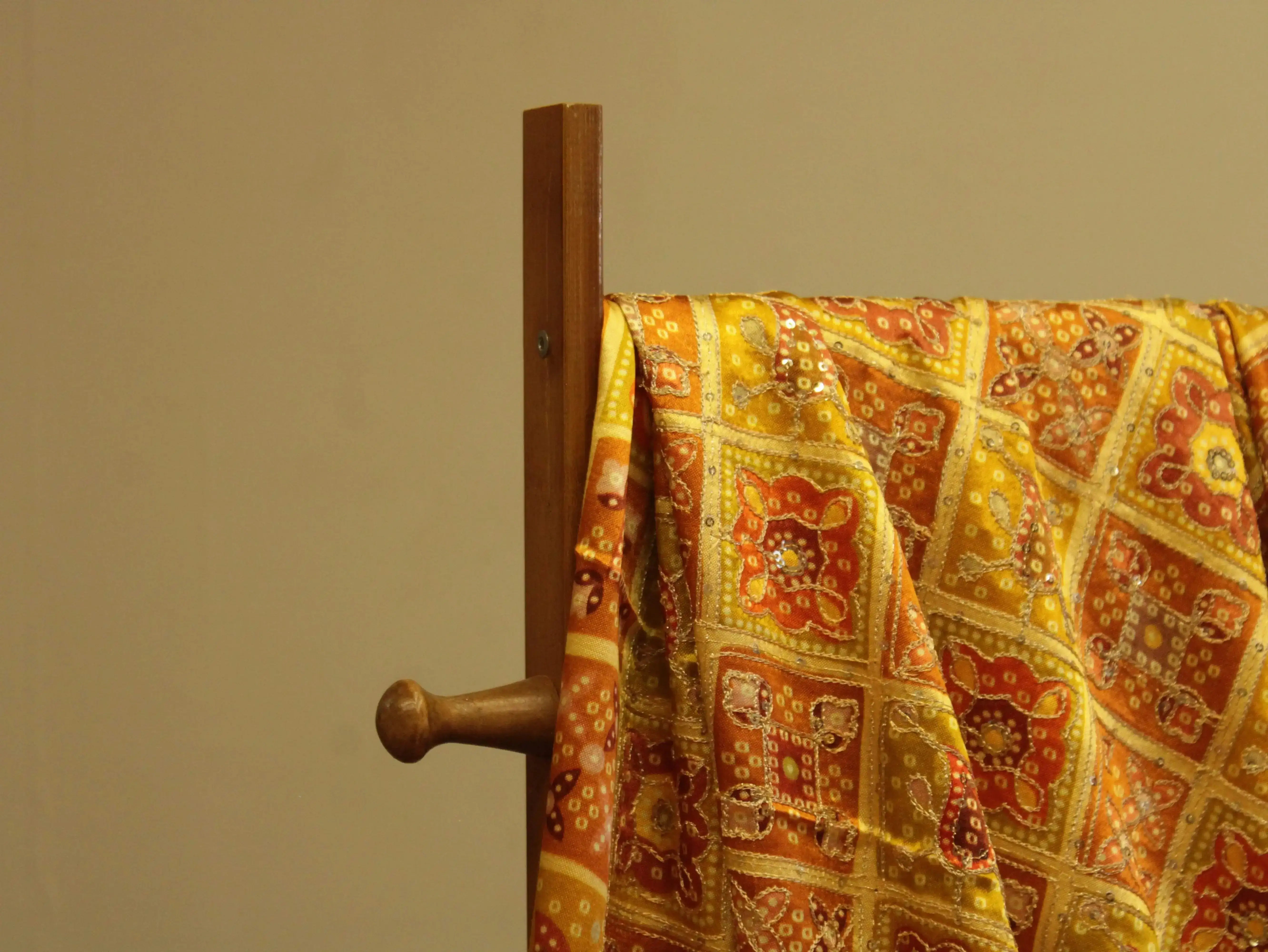 Gaji : Vintage Bandhani Position Work Fabric - Yellow - M'Foks