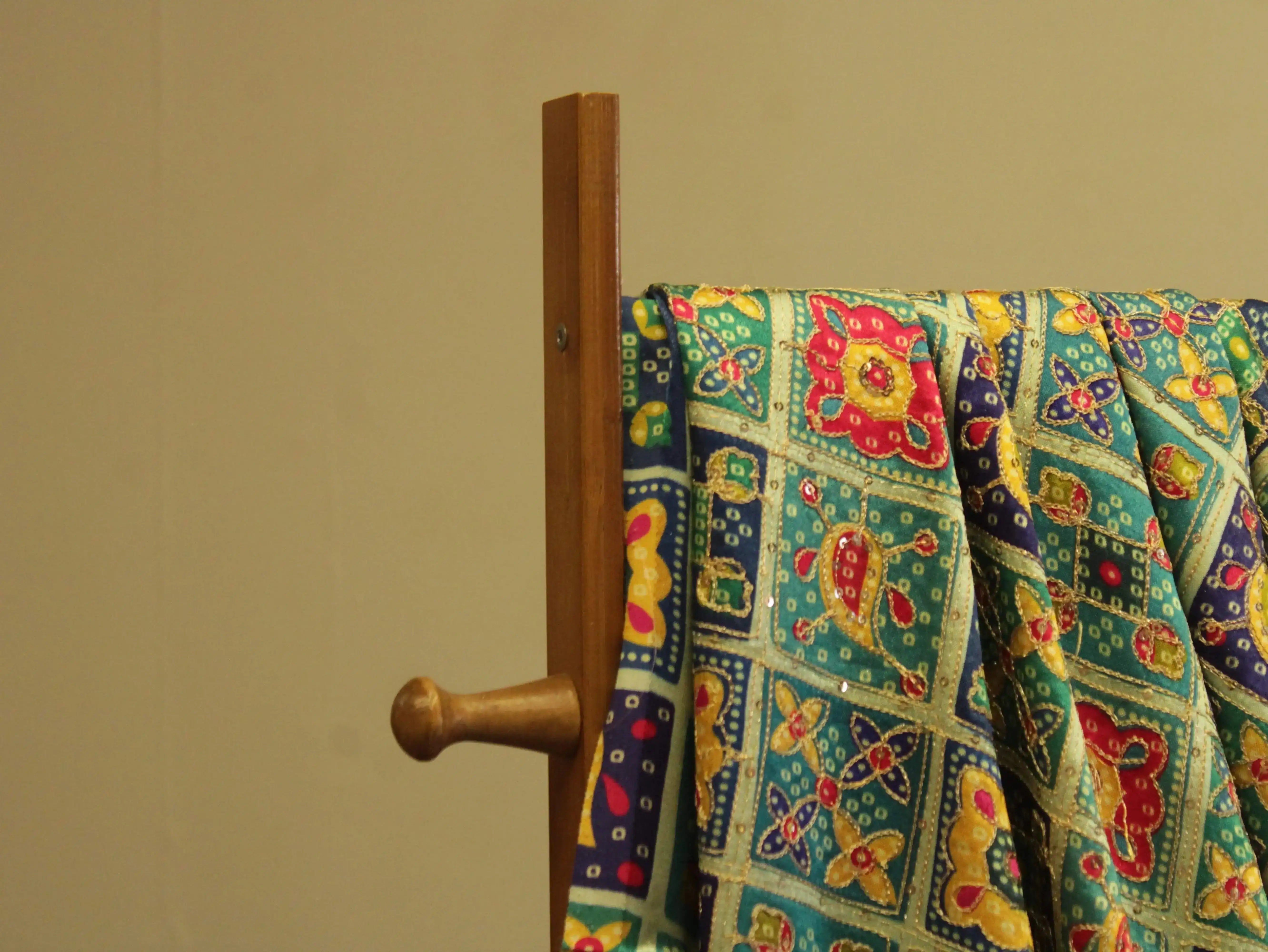 Gaji : Vintage Bandhani Position Work Fabric - Sea Green - M'Foks