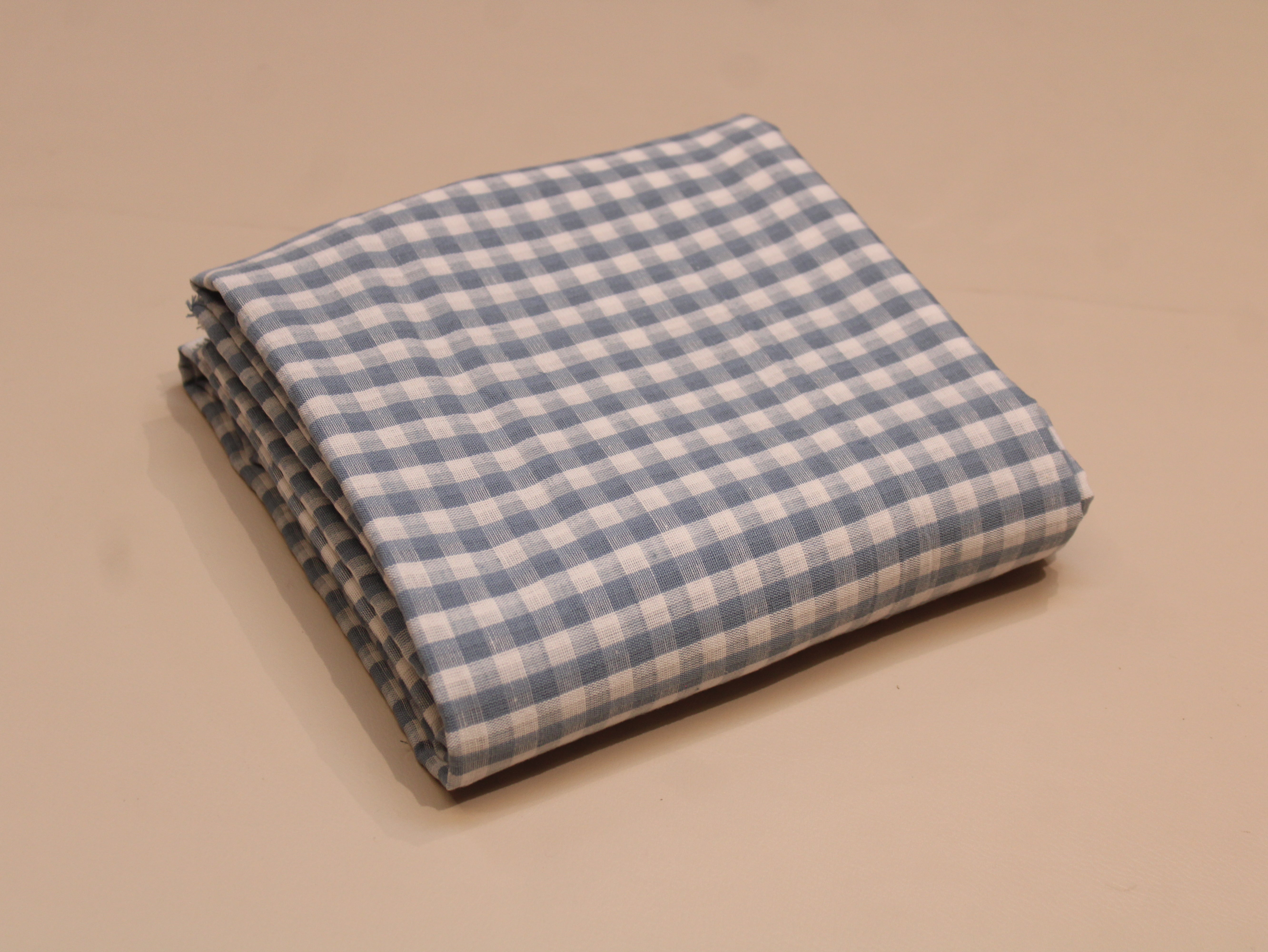 Pure Cotton Yarn Dyed Dusty Blue Seersucker Check Fabric 60 Inch | Premium Washed Quality Gingham