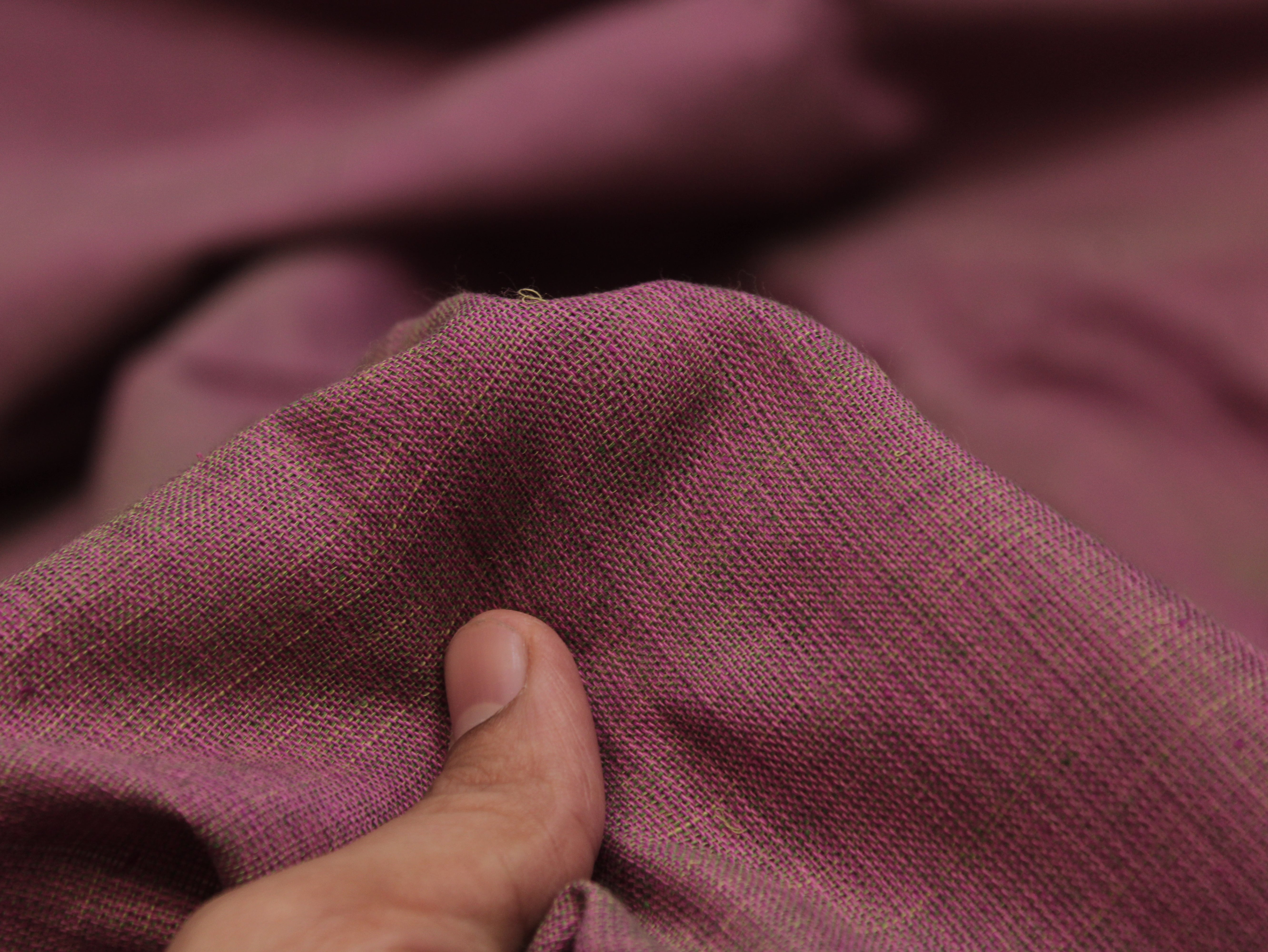 Pure Cotton Plain Handloom Fabric 44 Inches Width - Muted Burgundy