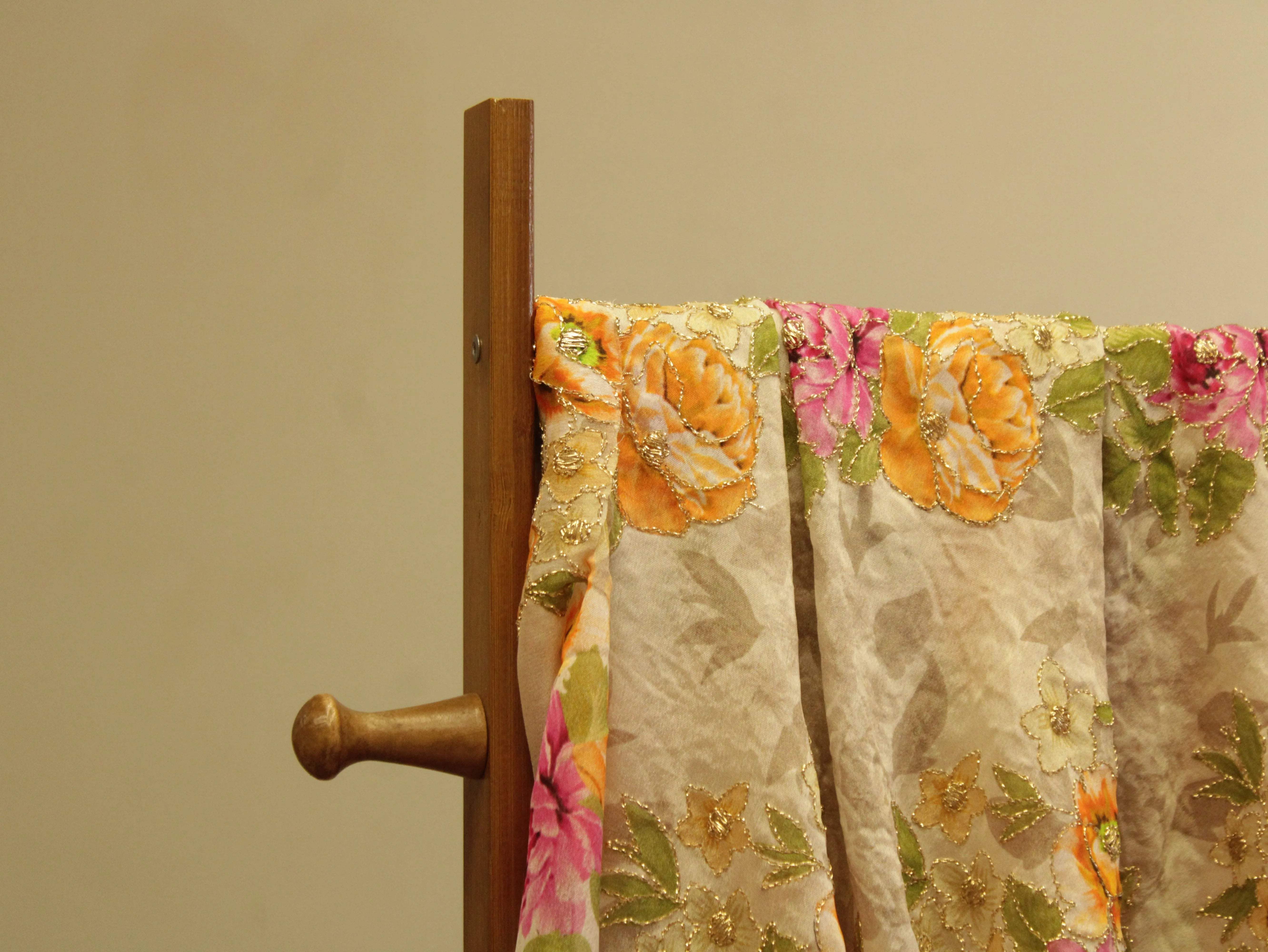 Premium Digital Print with position work Chinon Fabric - Ivory - M'Foks