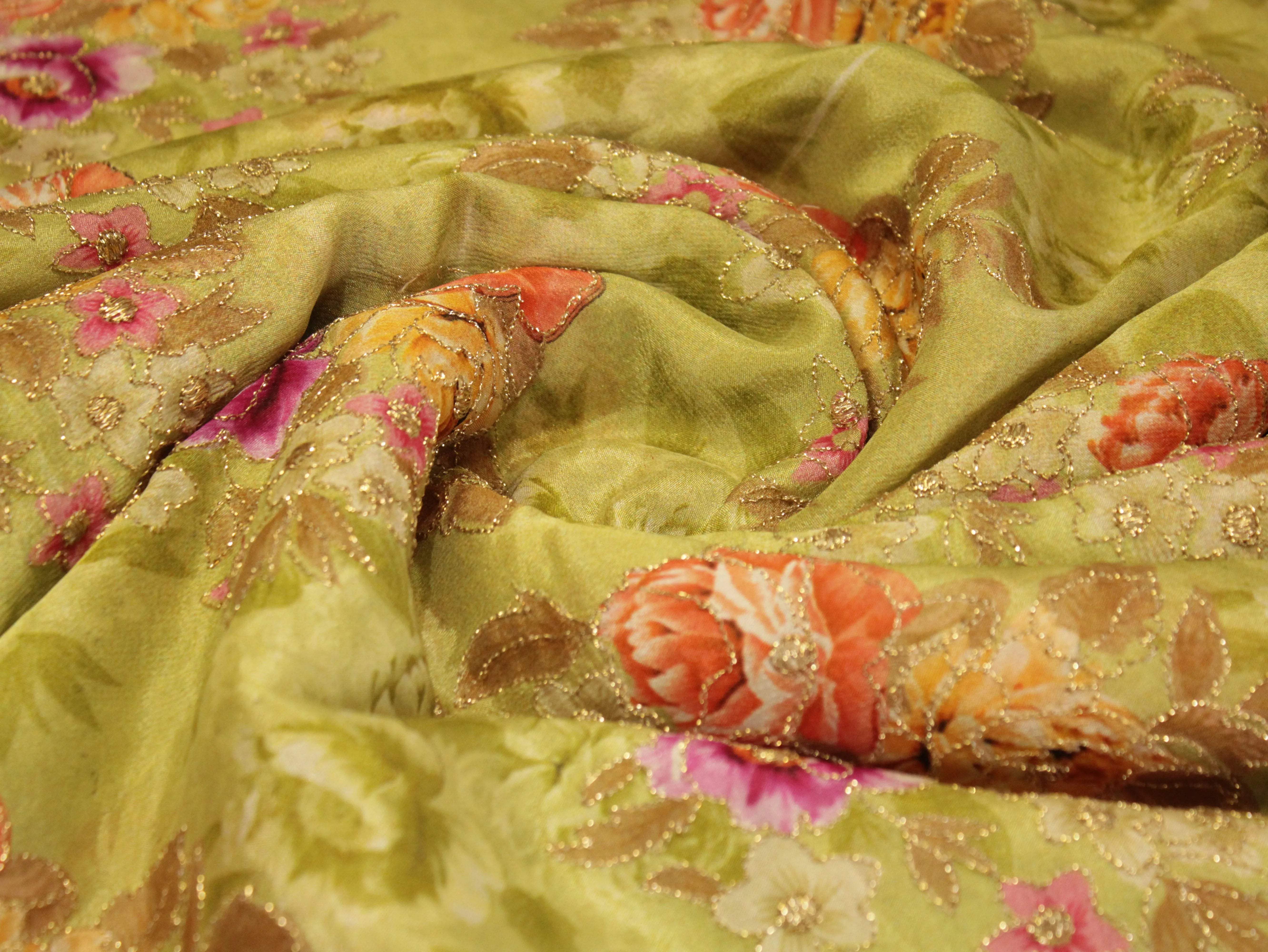 Premium Digital Print with position work Chinon Fabric - Pista - M'Foks